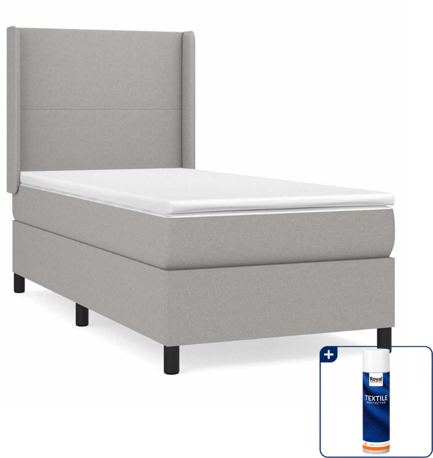 vidaXL boxspring met matras 100 x 200 cm - stof - lichtgrijs - Inclusief textielbeschermer 500 ml