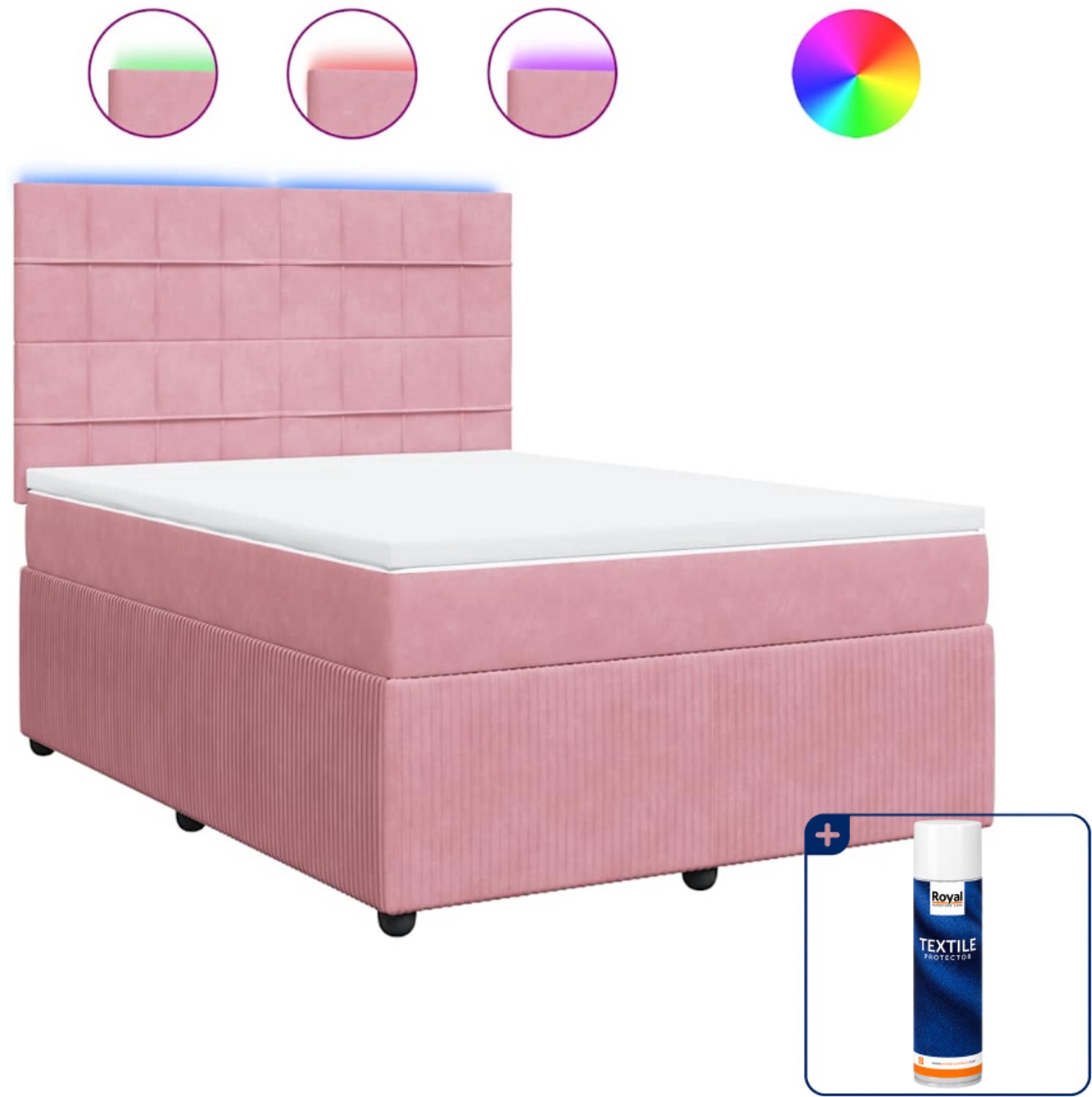 vidaXL boxspring met matras - Queensize - 160 x 200 cm - roze - Inclusief textielbeschermer 500 ml Bruin