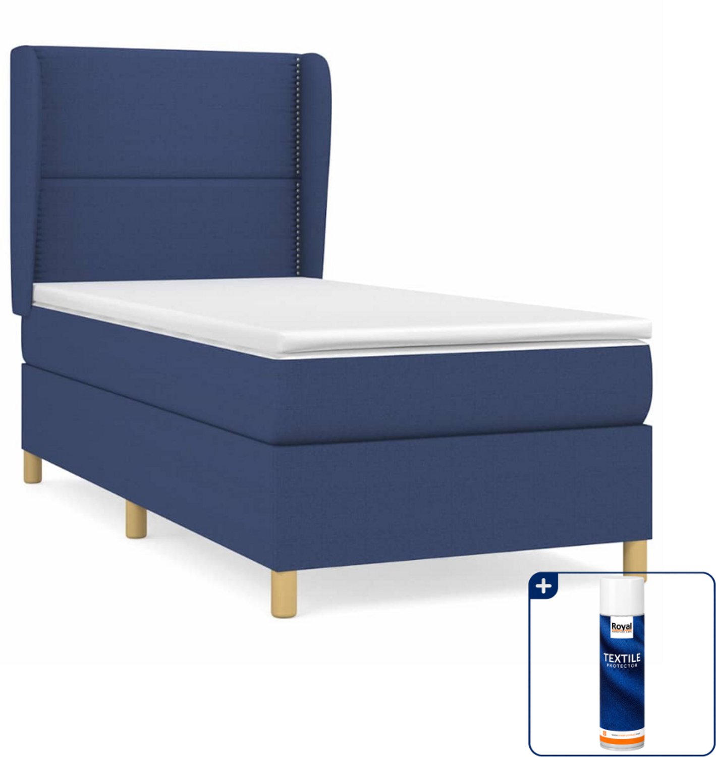vidaXL Boxspring 100 x 200 cm - stof - blauw - Inclusief textielbeschermer 500 ml