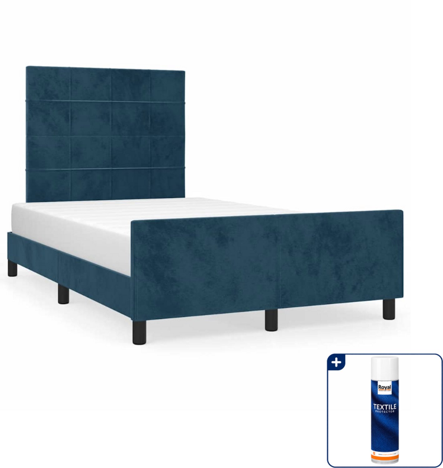 vidaXL Bedframe - 120 x 190 cm - fluweel - donkerblauw - Inclusief textielbeschermer 500 ml Grijs