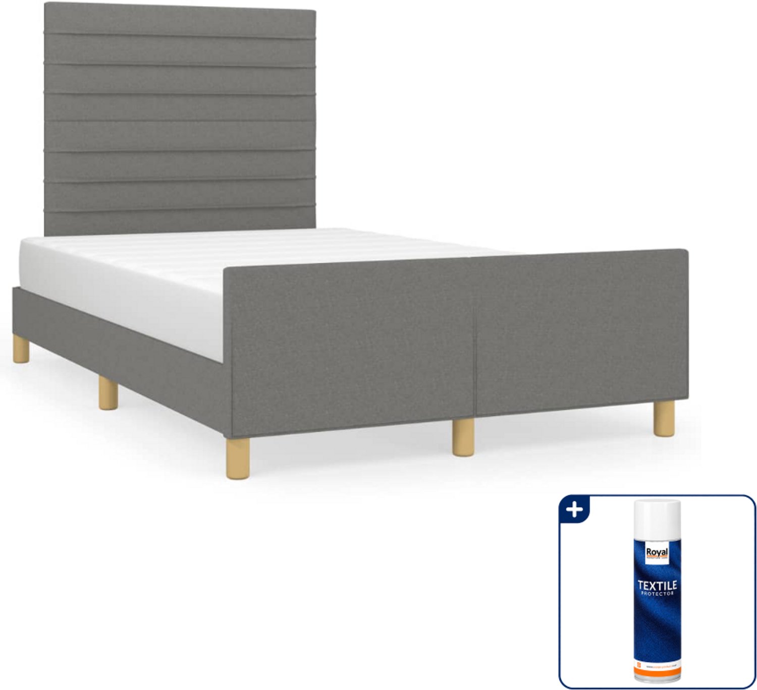 vidaXL bedframe - 120 x 190 cm - stof - donkergrijs - Inclusief textielbeschermer 500 ml