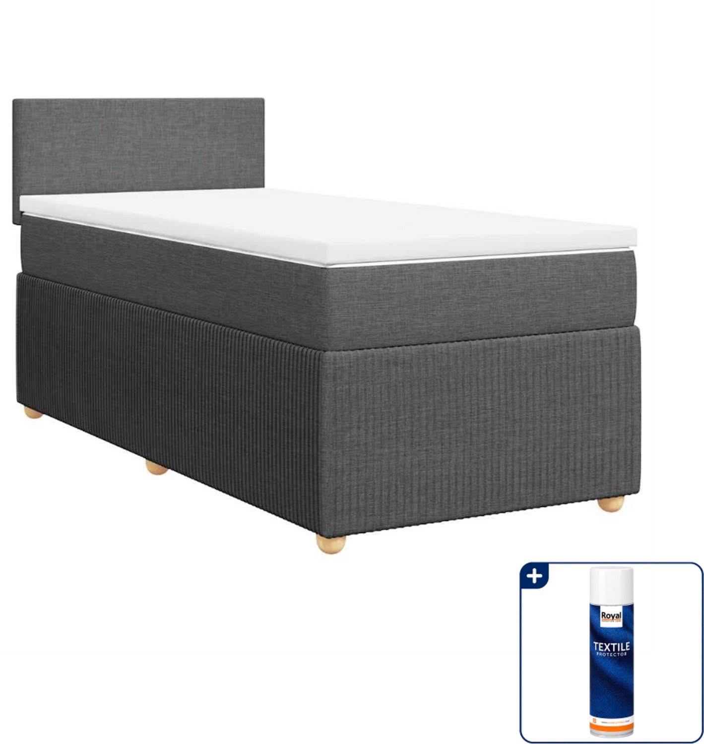 vidaXL boxspring met matras 80 x 200 cm - stof - donkergrijs - Inclusief textielbeschermer 500 ml
