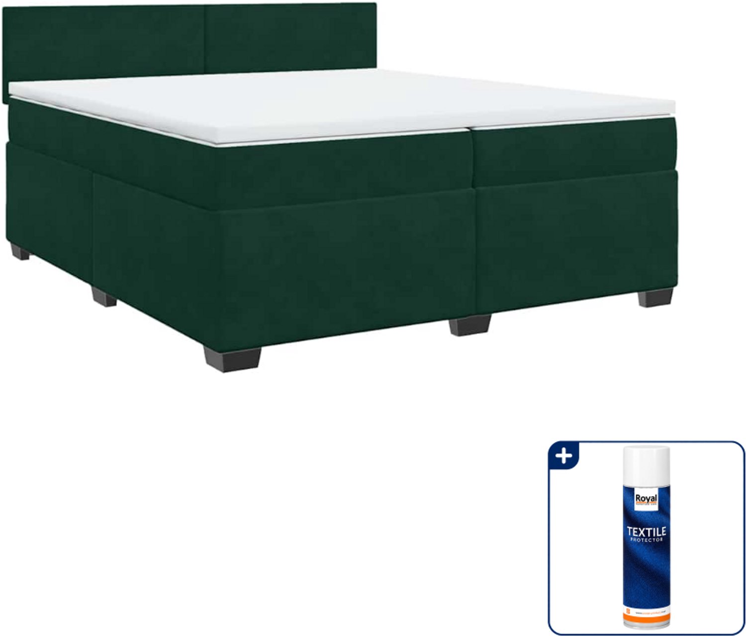 vidaXL Boxspring - Super kingsize - 200 x 200 cm - fluweel - donkergroen - Inclusief textielbeschermer 500 ml