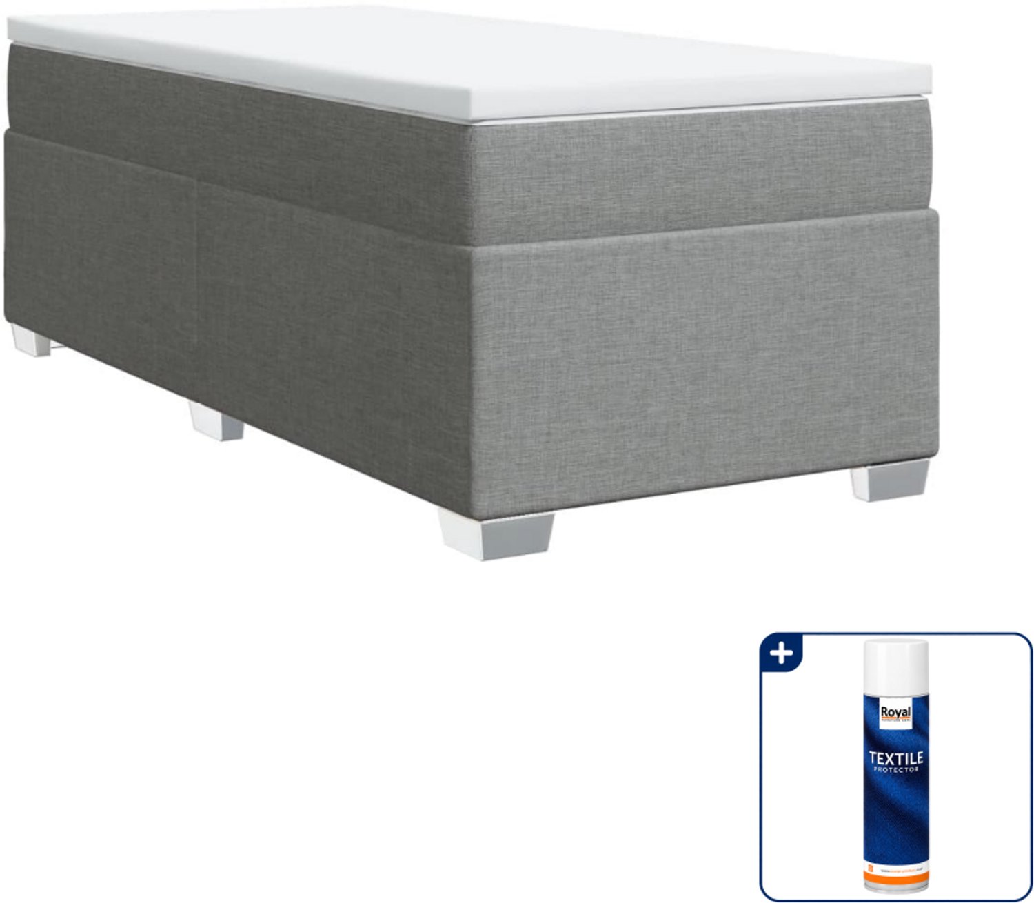 vidaXL boxspring met matras - 90 x 200 cm - lichtgrijs - Inclusief textielbeschermer 500 ml