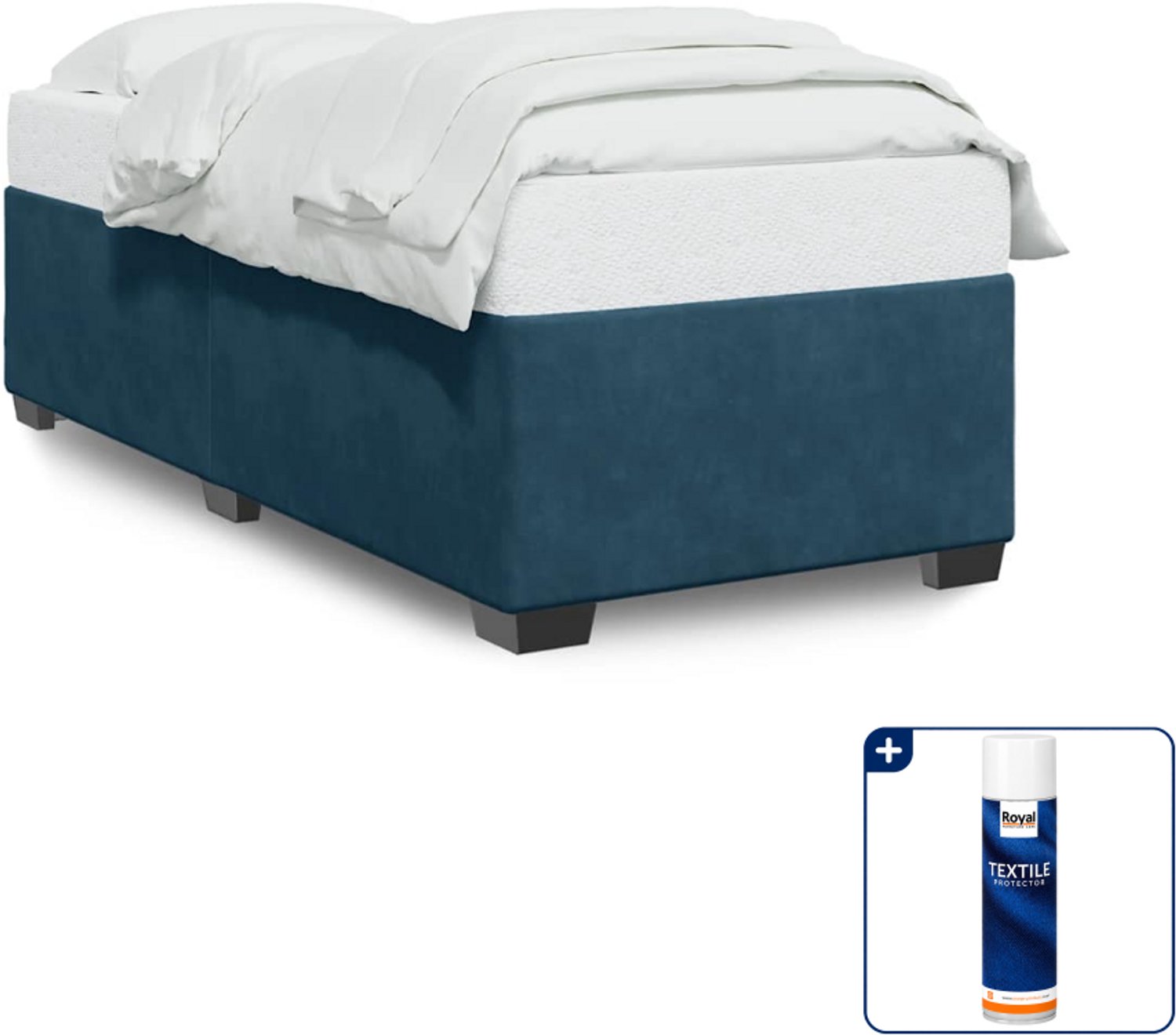 vidaXL bedframe - 80 x 200 cm - fluweel - blauw - Inclusief textielbeschermer 500 ml