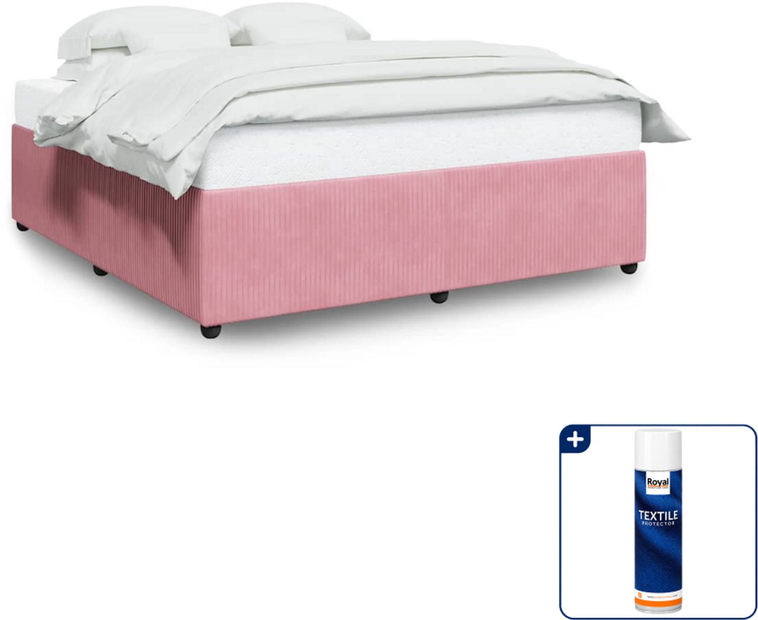 vidaXL Bedframe Kingsize - 180 x 200 cm - fluweel - roze - Inclusief textielbeschermer 500 ml
