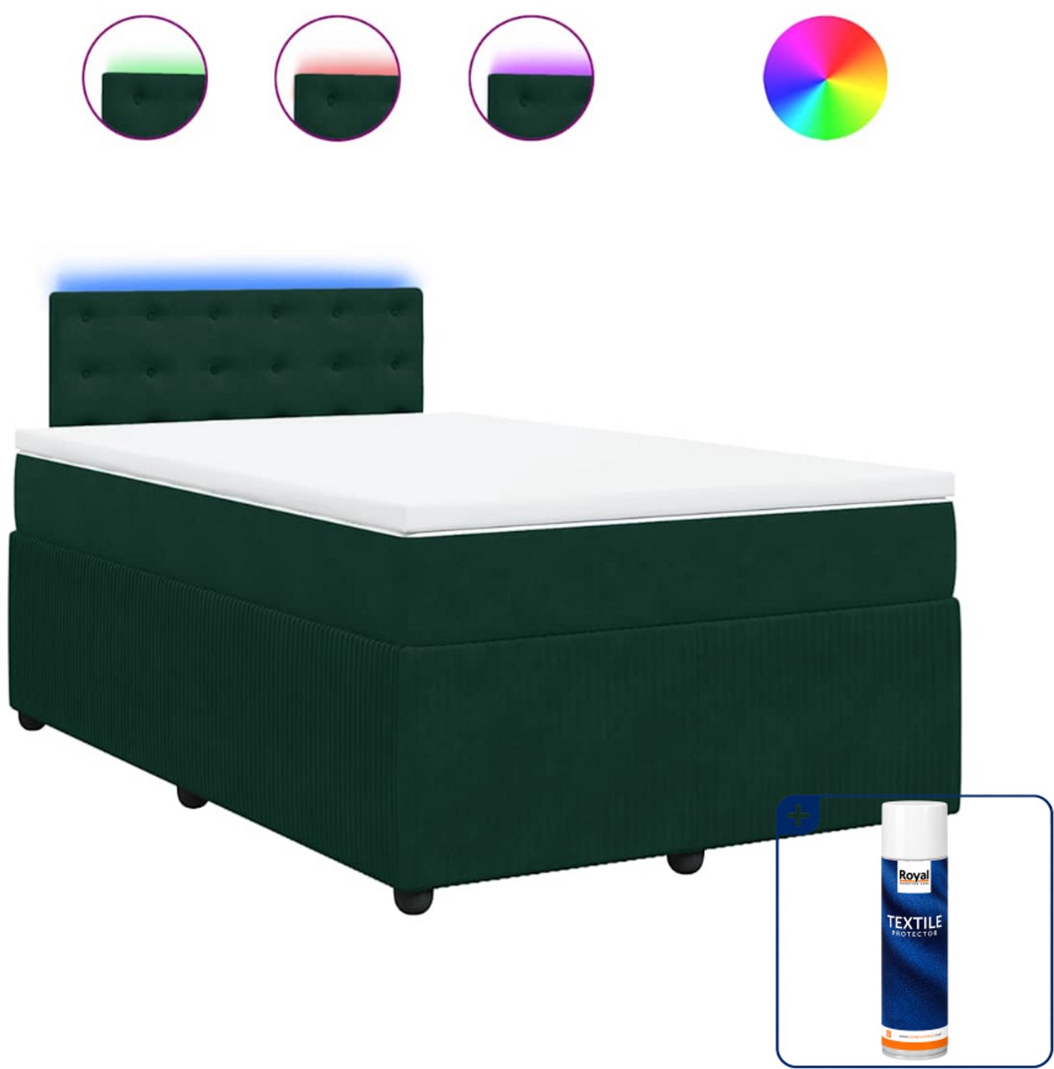 vidaXL boxspring met matras 120 x 200 cm - donkergroen - Inclusief textielbeschermer 500 ml