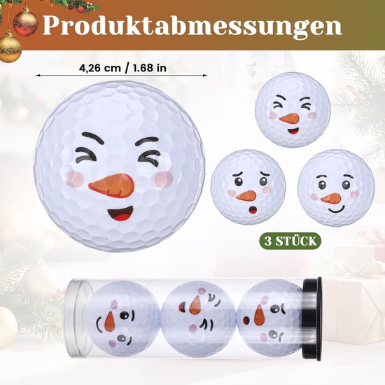 Kerst Golfballen Set van 3 met Sneeuwman Motief voor Golfliefhebbers en Golfers — afbeelding 5