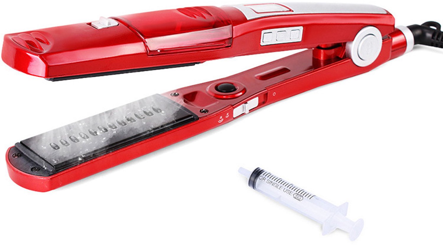 Stijltang - Krultang - Stijlijzer - Titanium en Keramiek - Rood - Digitale Temperatuurregeling - Vanaf 120 Graden - Vermogen 40-59 W - Geschikt voor Droog en Nat Haar - Voor Thuis en Salon