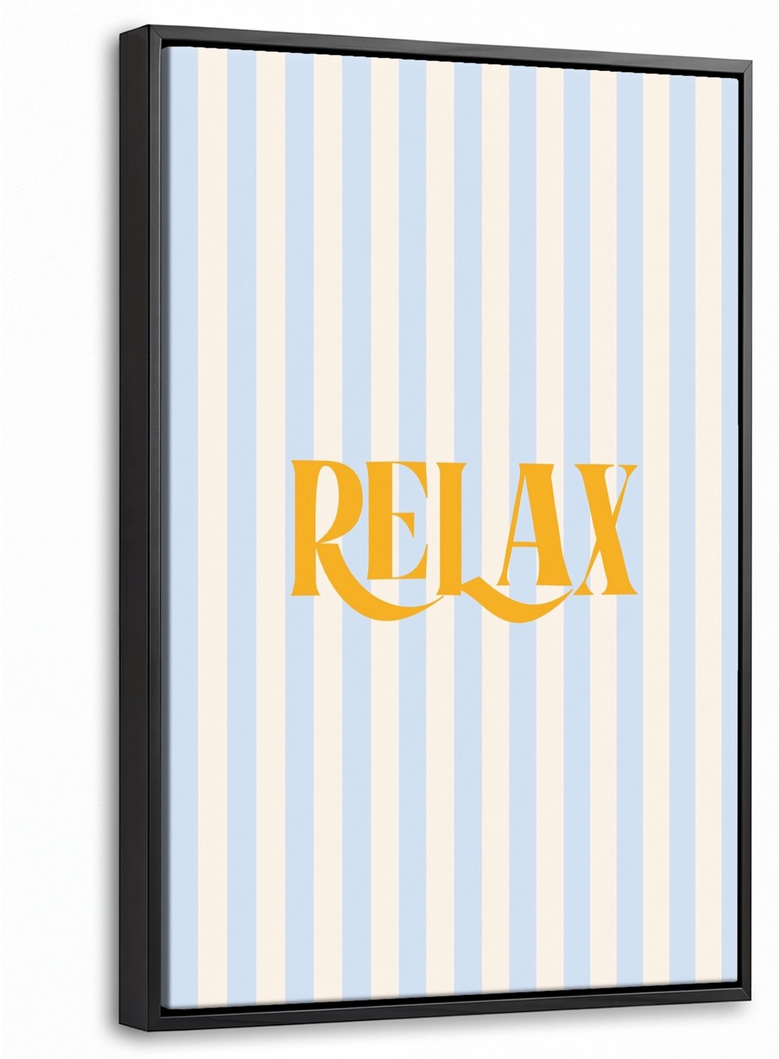 Canvas Schilderij met Baklijst 40x60cm - Oranje - Blauw - Strepen - Relax - Muurdecoratie woonkamer - Slaapkamer decoratie - Kamer accessoires - Schilderijen op canvas met lijst