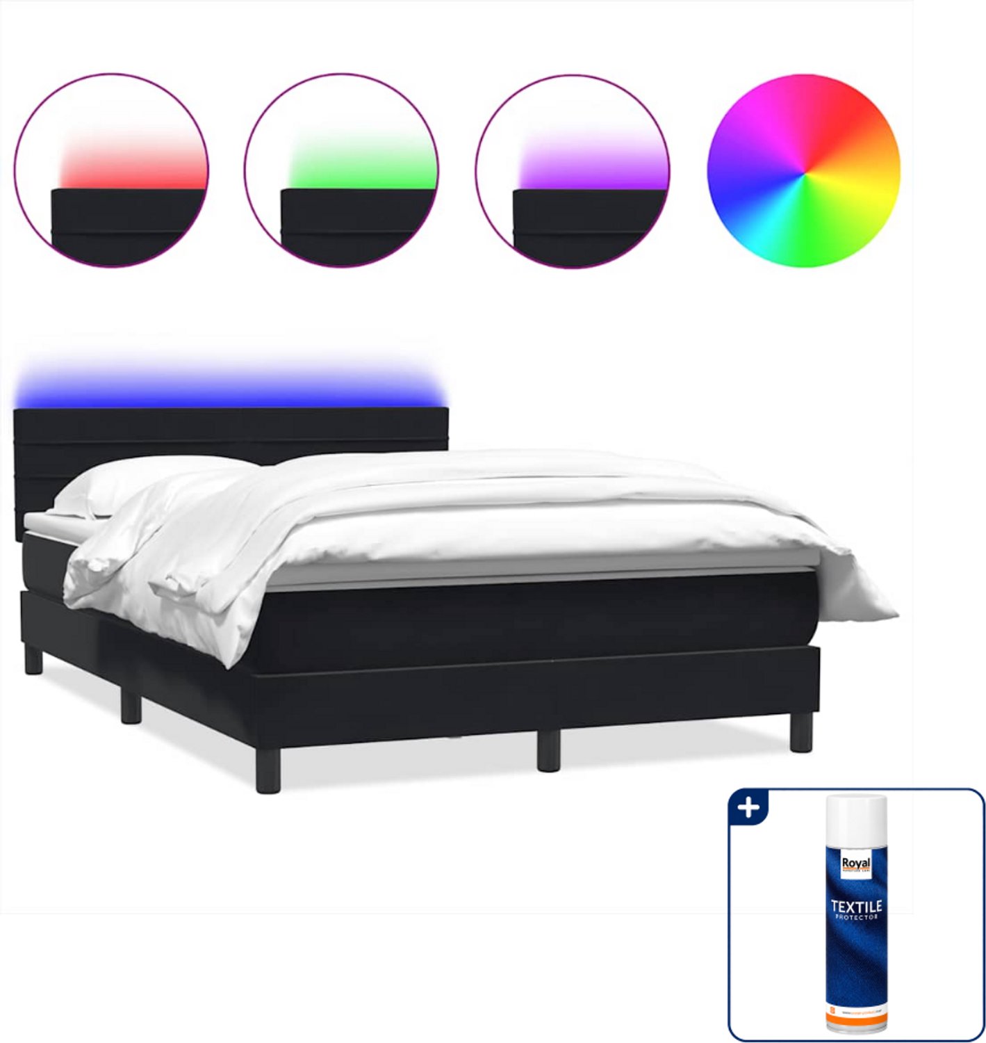 vidaXL boxspring - Queensize 160x210 cm - fluweel - zwart - Inclusief textielbeschermer 500 ml Bruin
