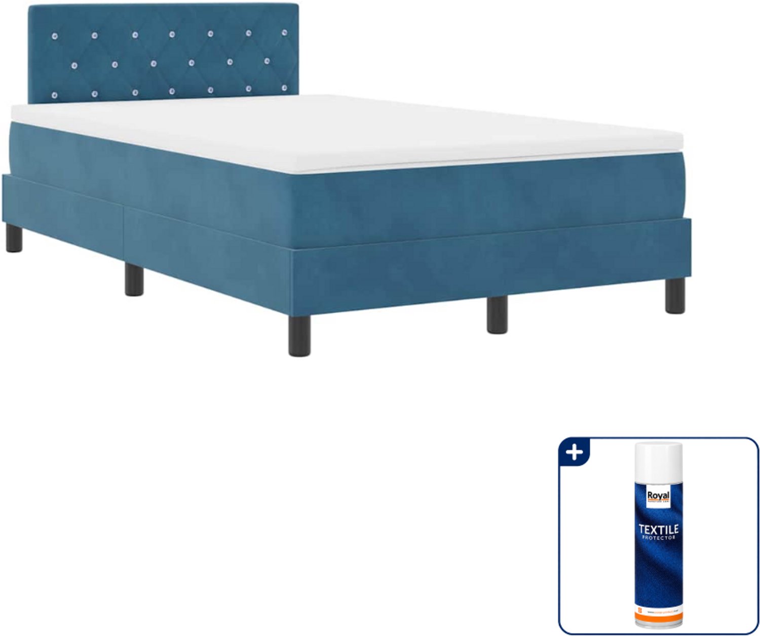 vidaXL LED boxspring 120 x 190 cm - fluweel - donkerblauw - Inclusief textielbeschermer 500 ml