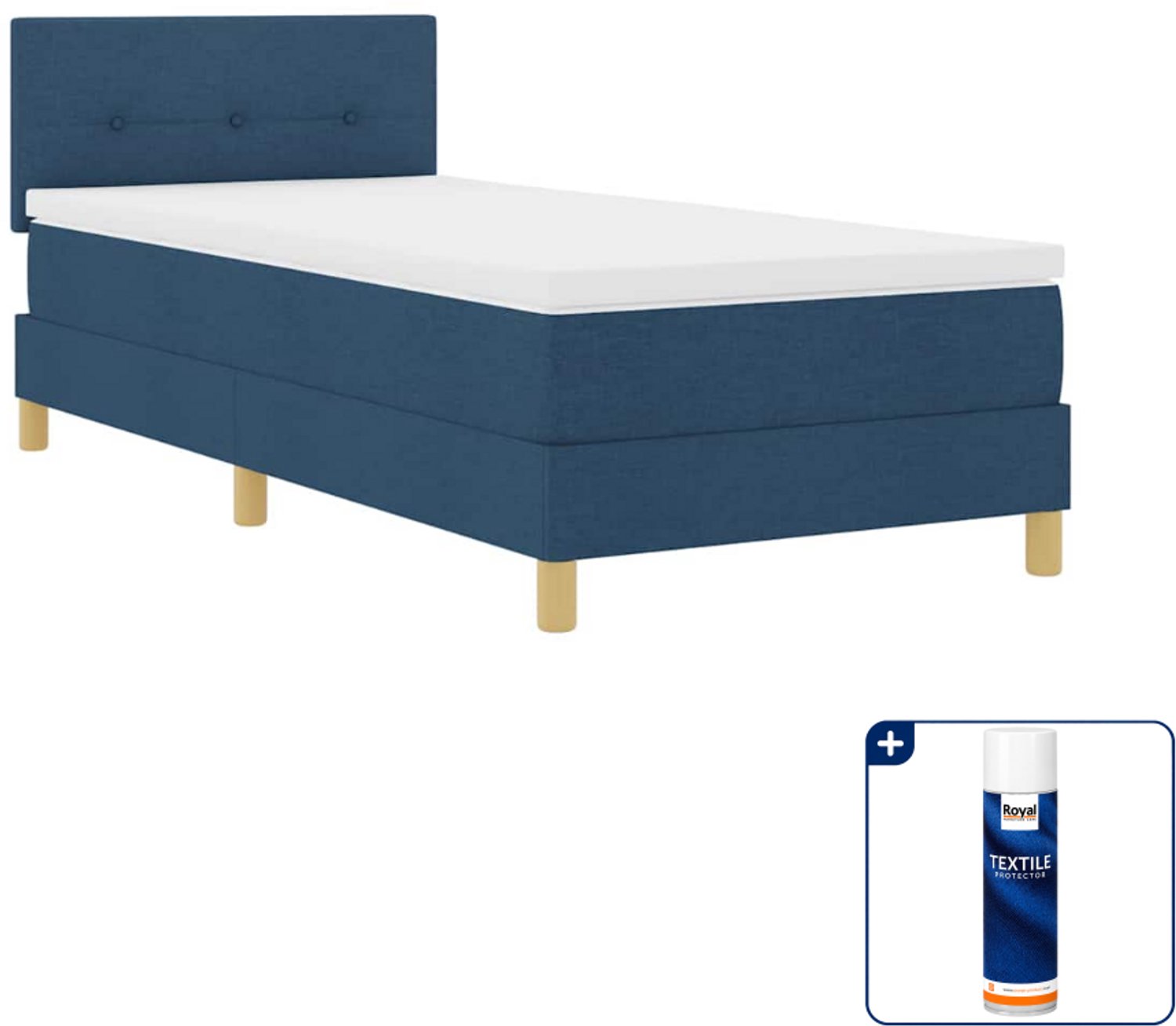 vidaXL boxspring 100 x 200 cm - blauw - Inclusief textielbeschermer 500 ml