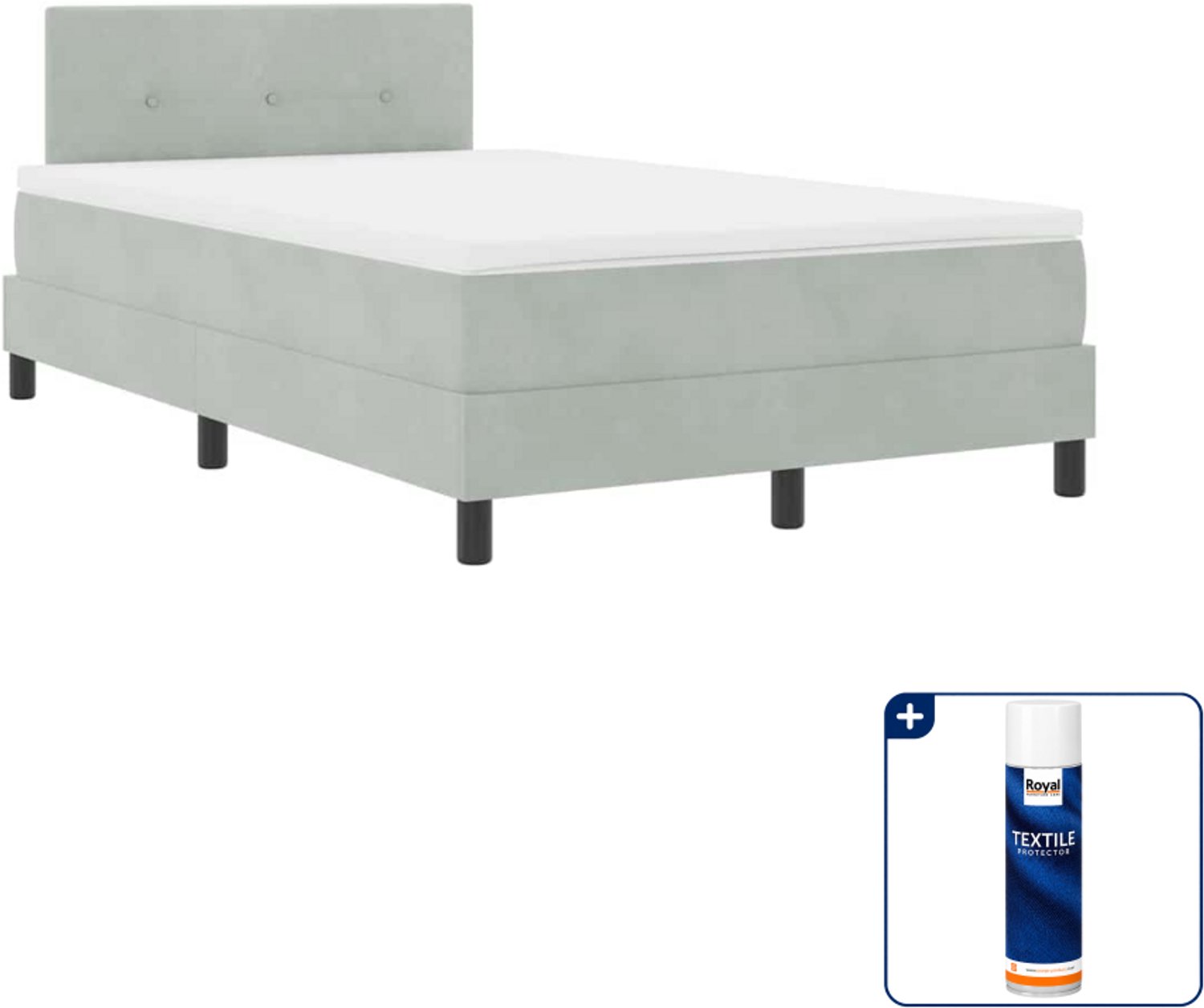 vidaXL boxspring met led - 120 x 190 cm - fluweel - lichtgrijs - Inclusief textielbeschermer 500 ml