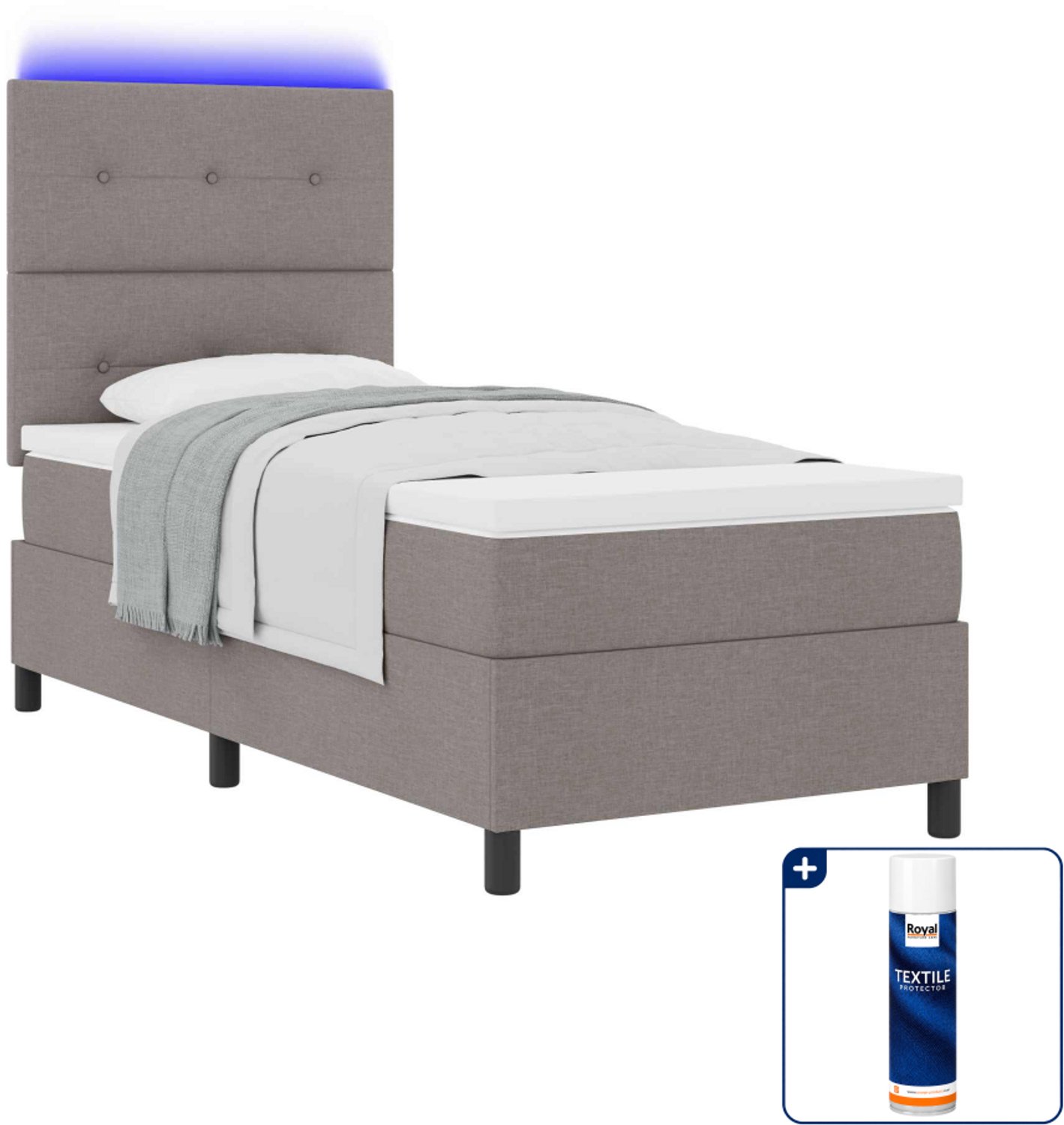 vidaXL boxspring - 80 x 200 cm - taupe - Inclusief textielbeschermer 500 ml