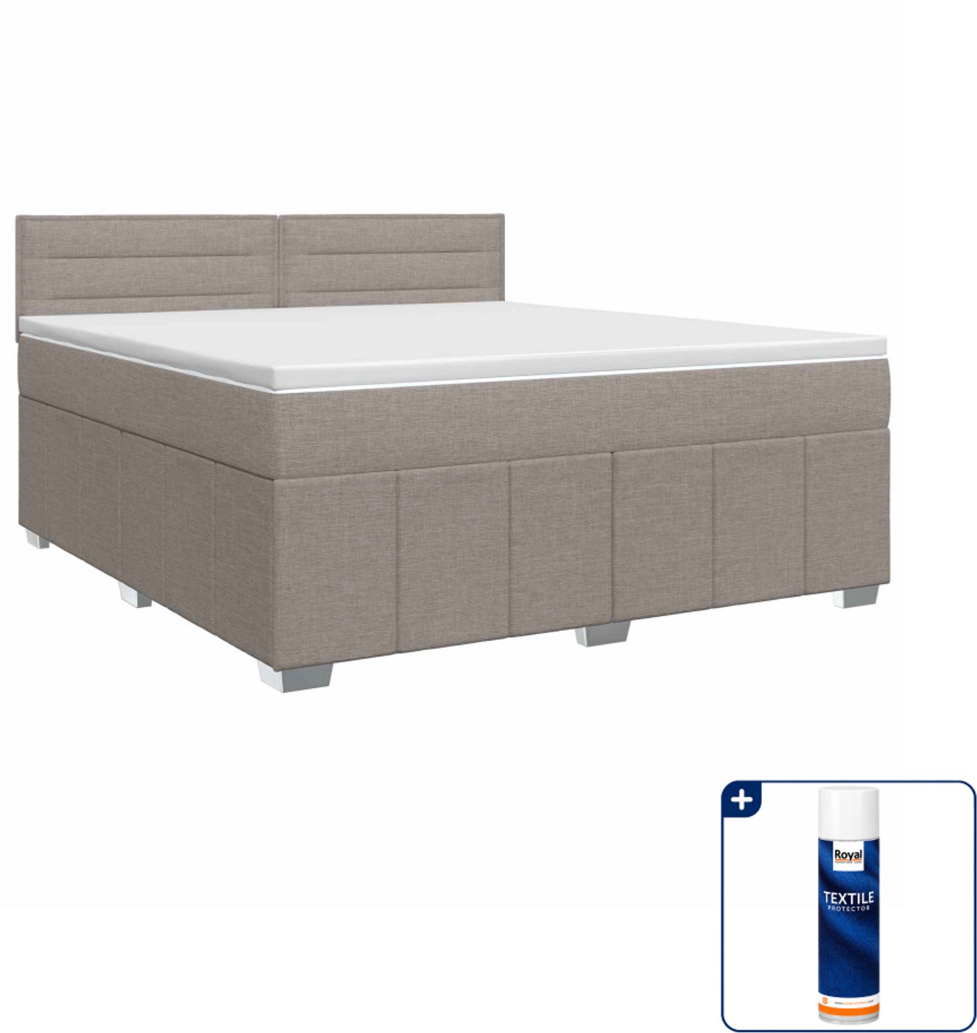 vidaXL boxspringbed - Small double - 140 x 200 cm - taupe - Inclusief textielbeschermer 500 ml