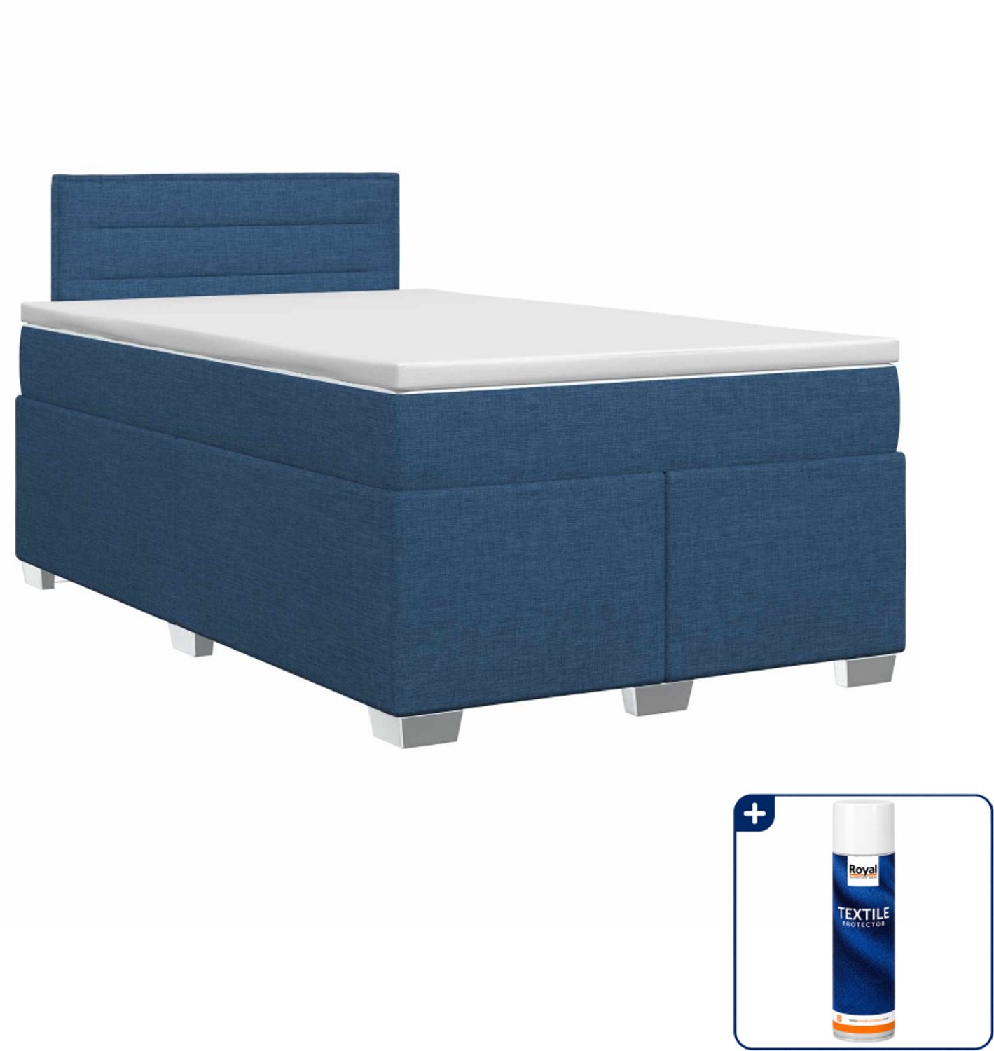 vidaXL boxspringbed met matras - 120 x 190 cm - blauw - Inclusief textielbeschermer 500 ml