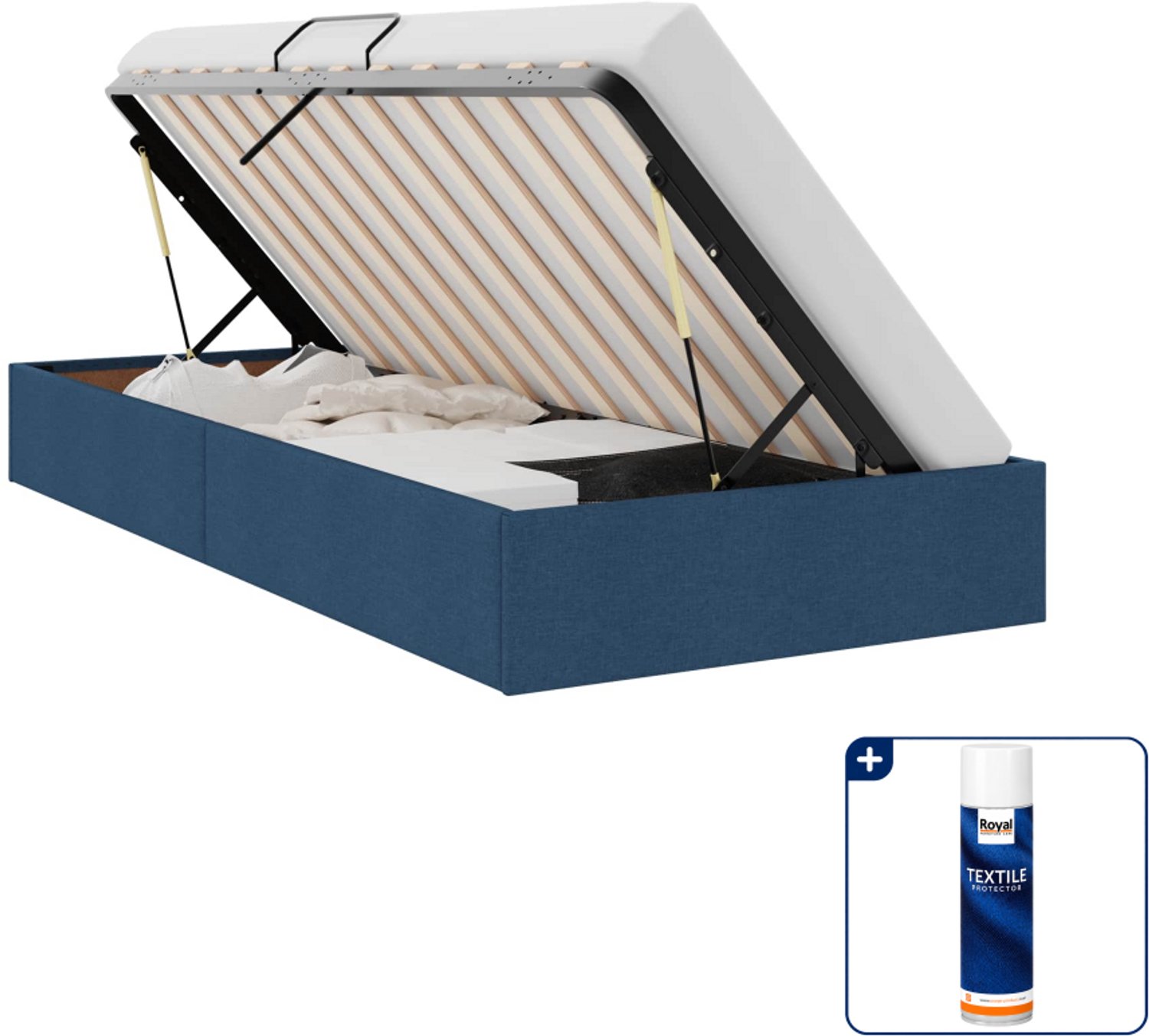 vidaXL ottoman bedframe - 100 x 200 cm - stof - blauw - Inclusief textielbeschermer 500 ml