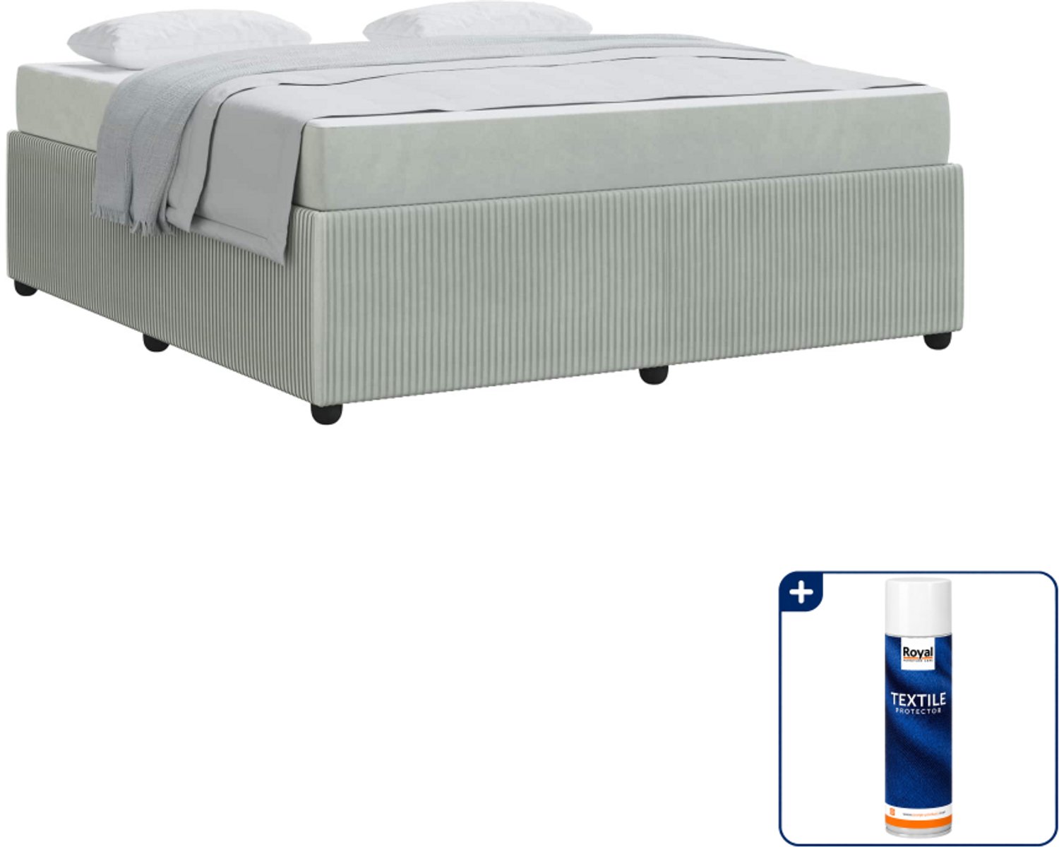 vidaXL Bed Kingsize - 180 x 200 cm - lichtgrijs - Inclusief textielbeschermer 500 ml