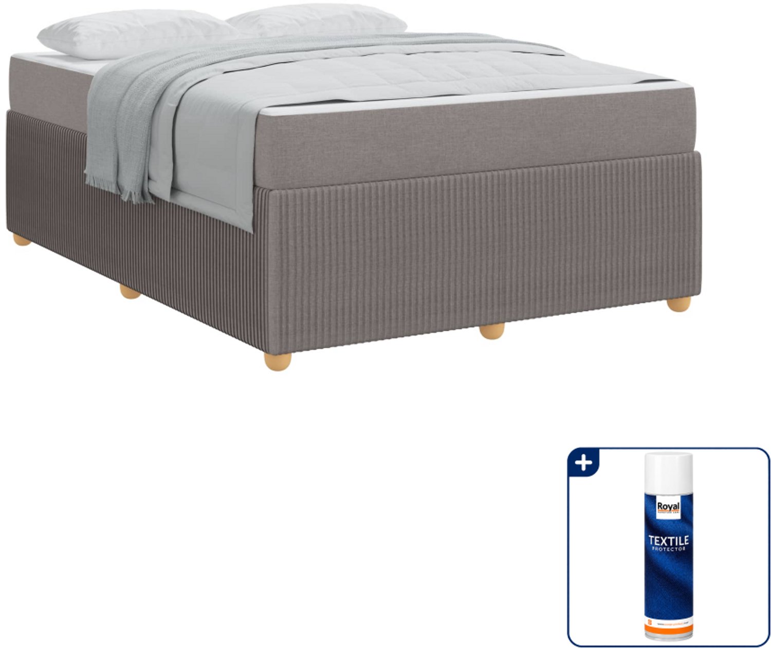 vidaXL Bed met matras - Small double 140 x 200 cm - taupe - Inclusief textielbeschermer 500 ml