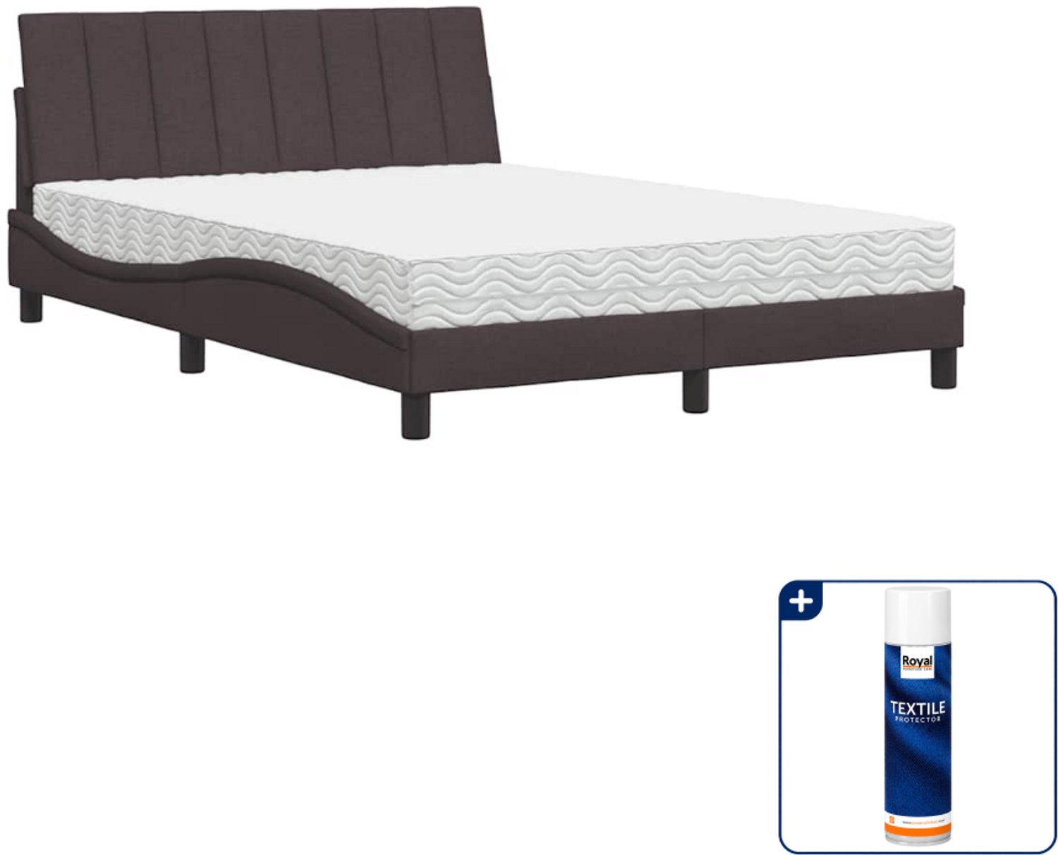 vidaXL bed met matras Hanko - 120 x 200 cm - donkerbruin - Inclusief textielbeschermer 500 ml Crème