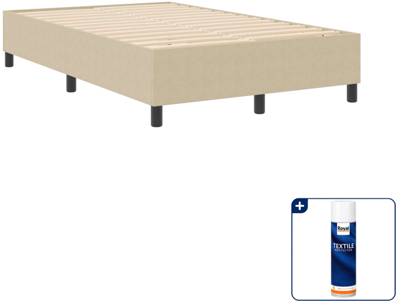 vidaXL Platform bedframe - 120 x 190 cm - katoen - grijs groen - Inclusief textielbeschermer 500 ml