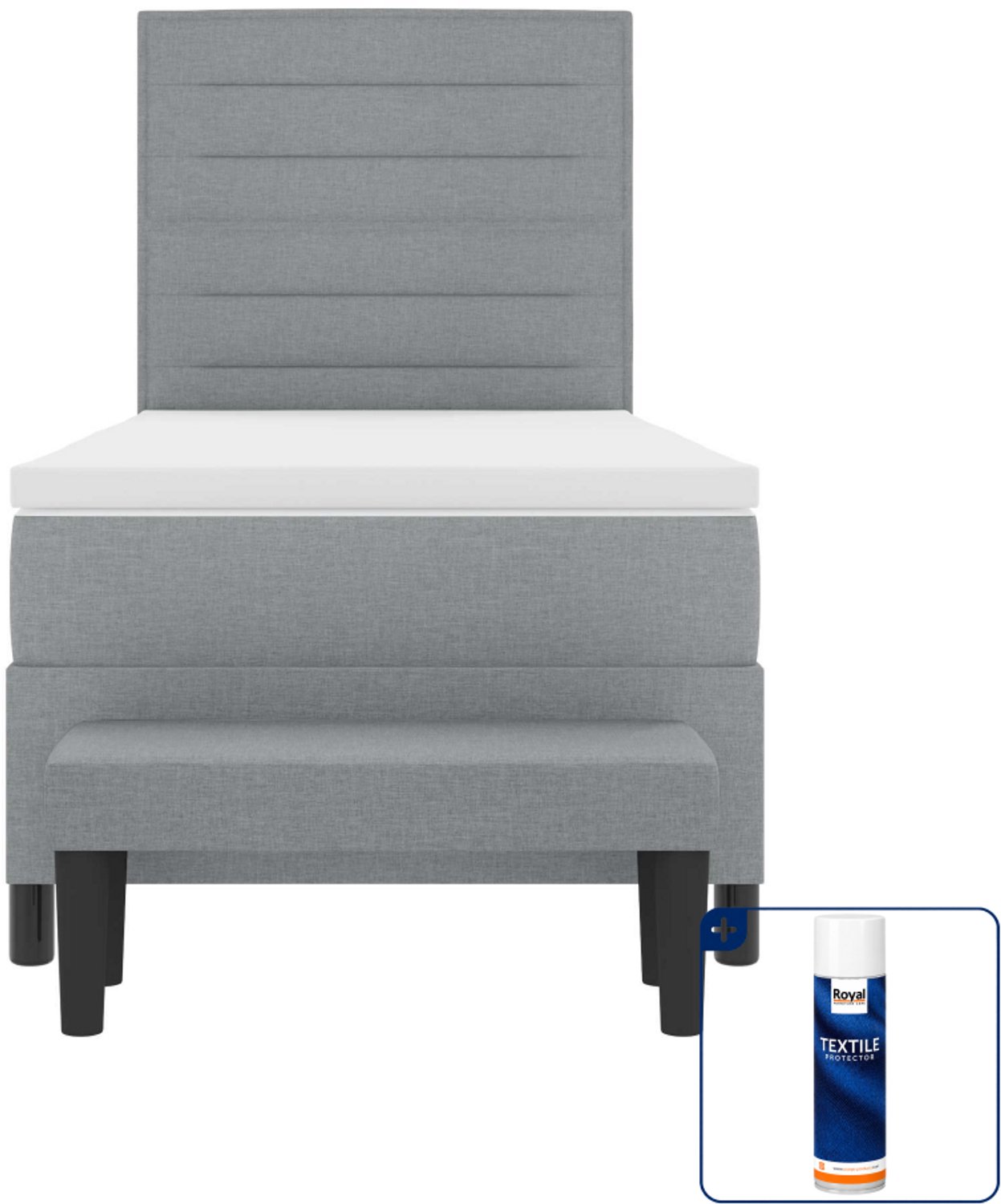 vidaXL boxspringbed - 90 x 190 cm - stof - lichtgrijs - Inclusief textielbeschermer 500 ml