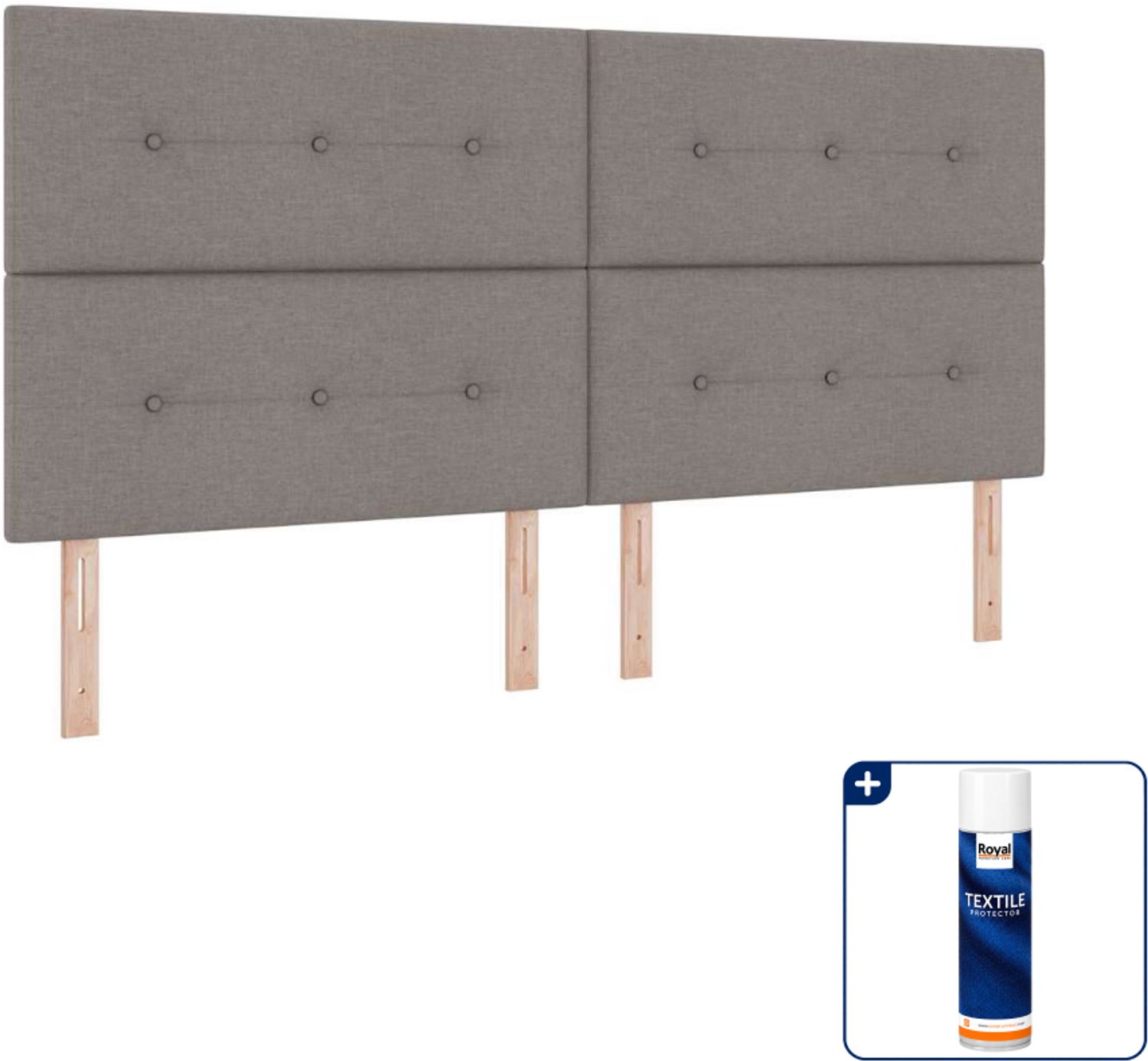 vidaXL LED boxspring 200 x 200 cm - taupe - Inclusief textielbeschermer 500 ml