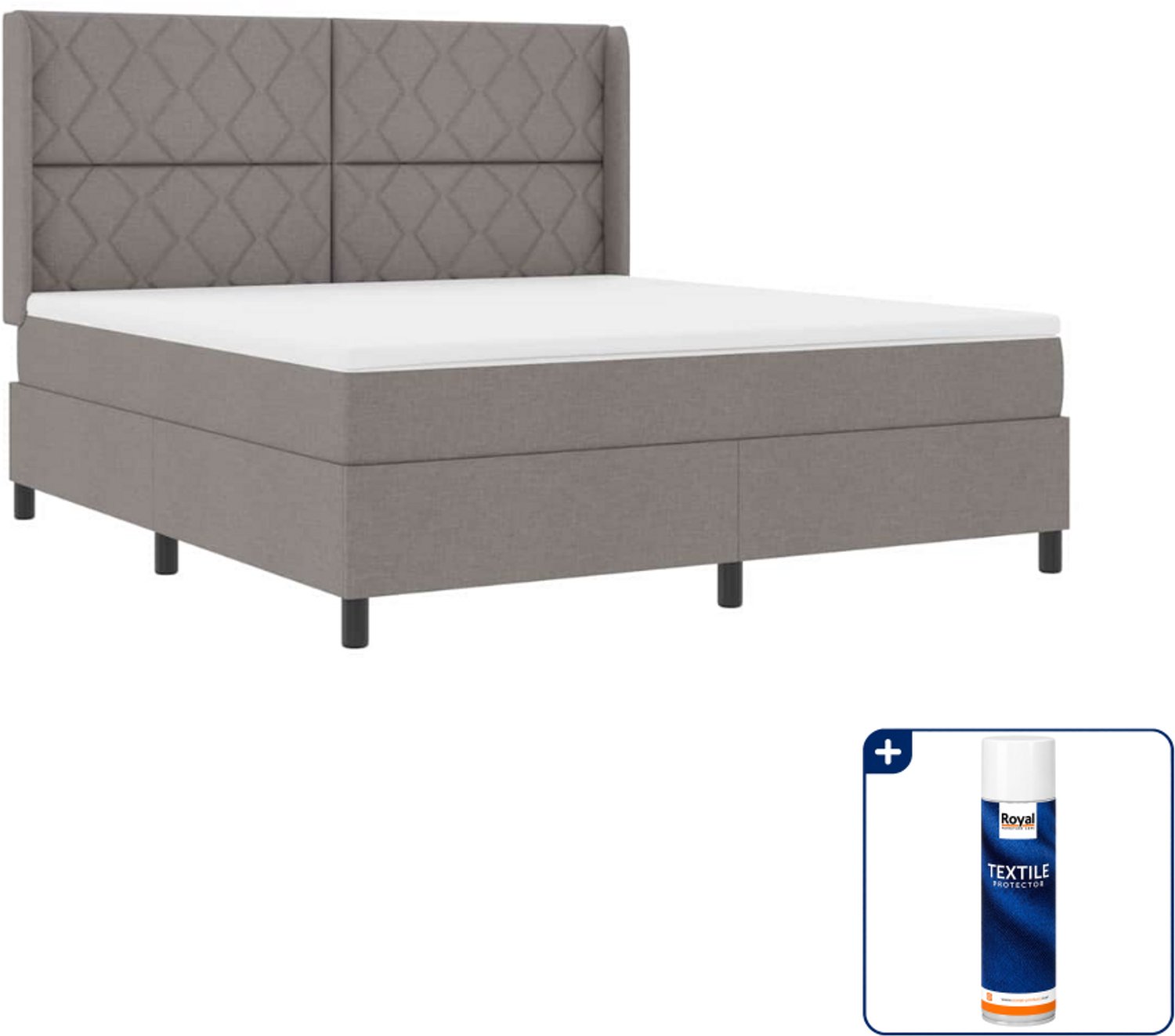 vidaXL Kingsize boxspring - 180 x 200 cm - taupe - Inclusief textielbeschermer 500 ml