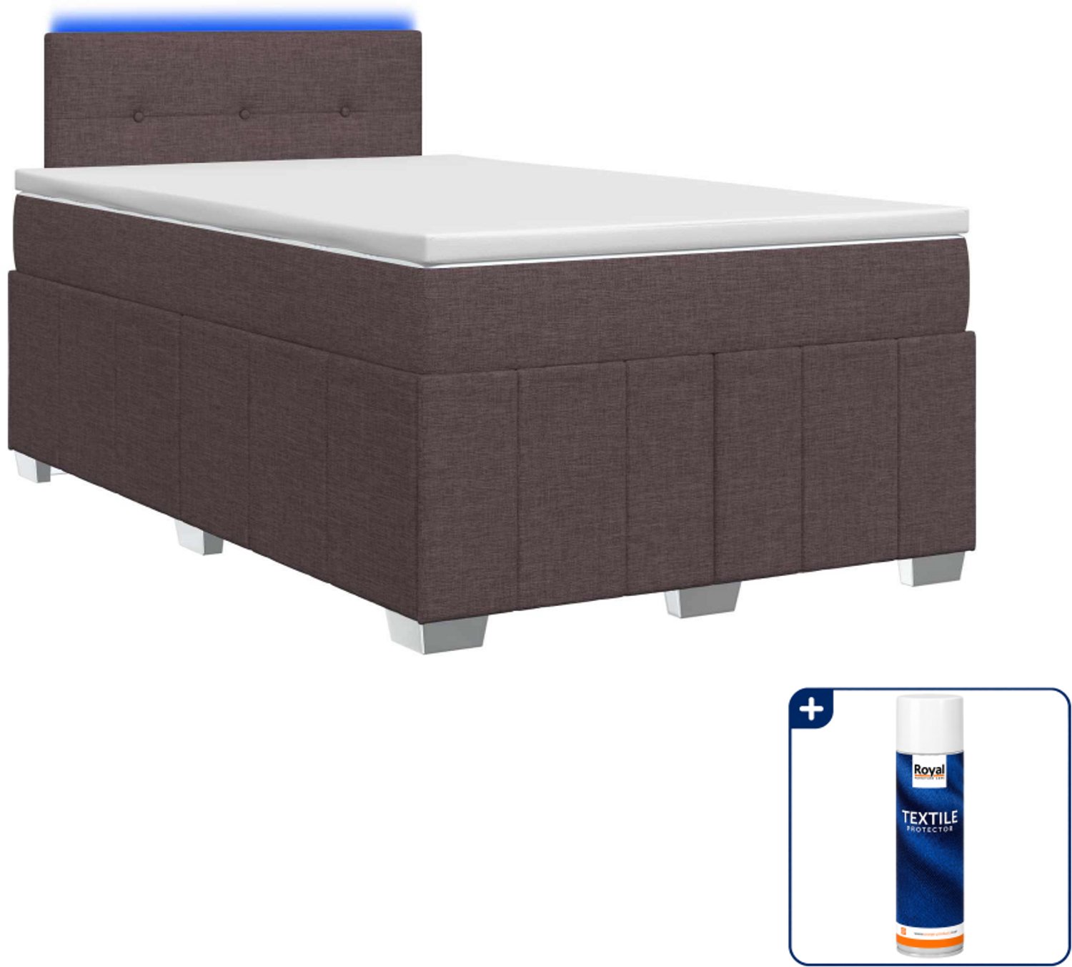 vidaXL Boxspringbed met matras - 120 x 190 cm - donkerbruin - Inclusief textielbeschermer 500 ml