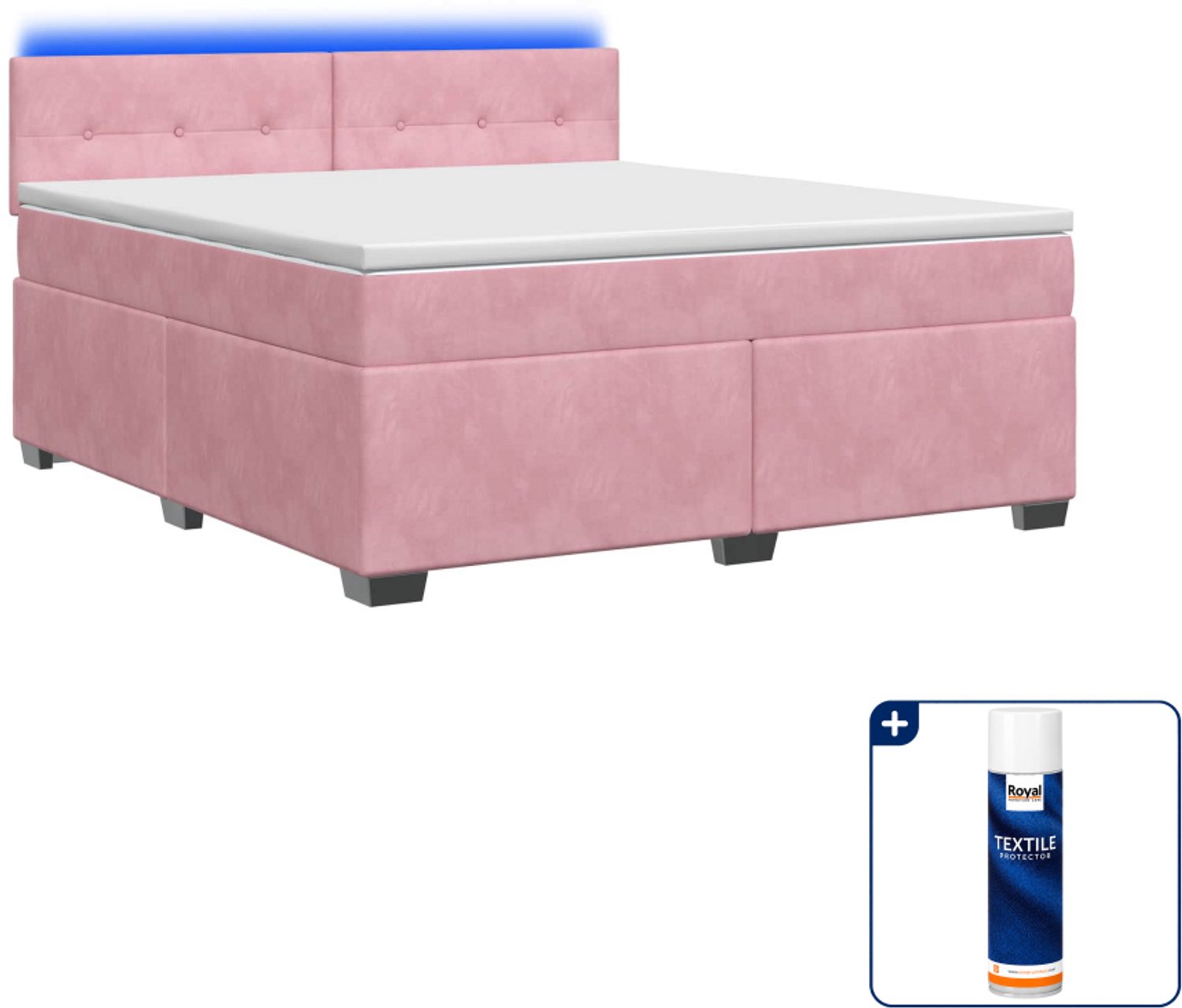 vidaXL boxspring - Queensize 160 x 200 cm - fluweel - roze - Inclusief textielbeschermer 500 ml