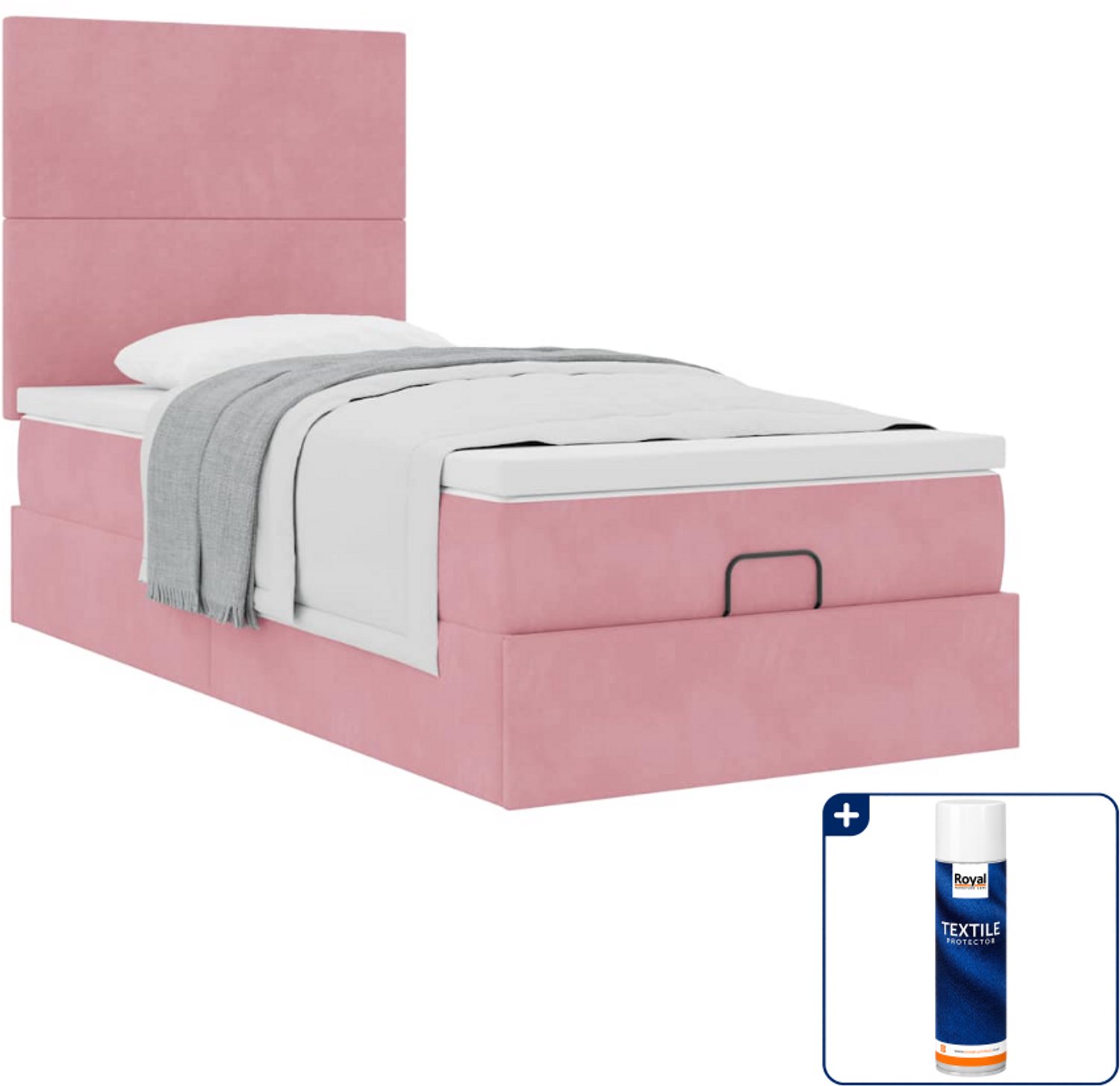 vidaXL ottoman bed met matras - 100 x 200 cm - fluweel - roze - Inclusief textielbeschermer 500 ml Groen