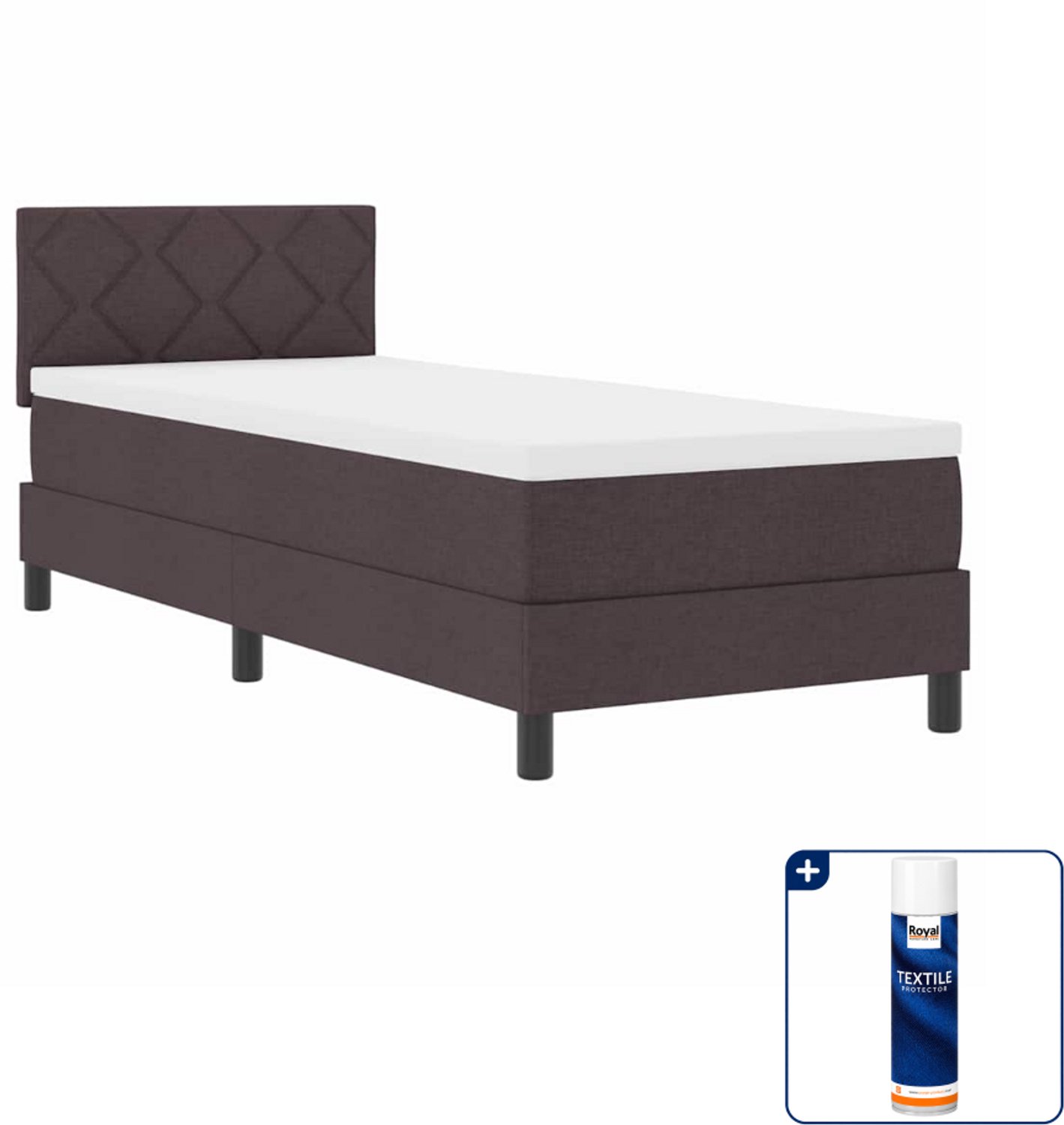 vidaXL boxspring bed 80 x 200 cm - stof - donkerbruin - Inclusief textielbeschermer 500 ml