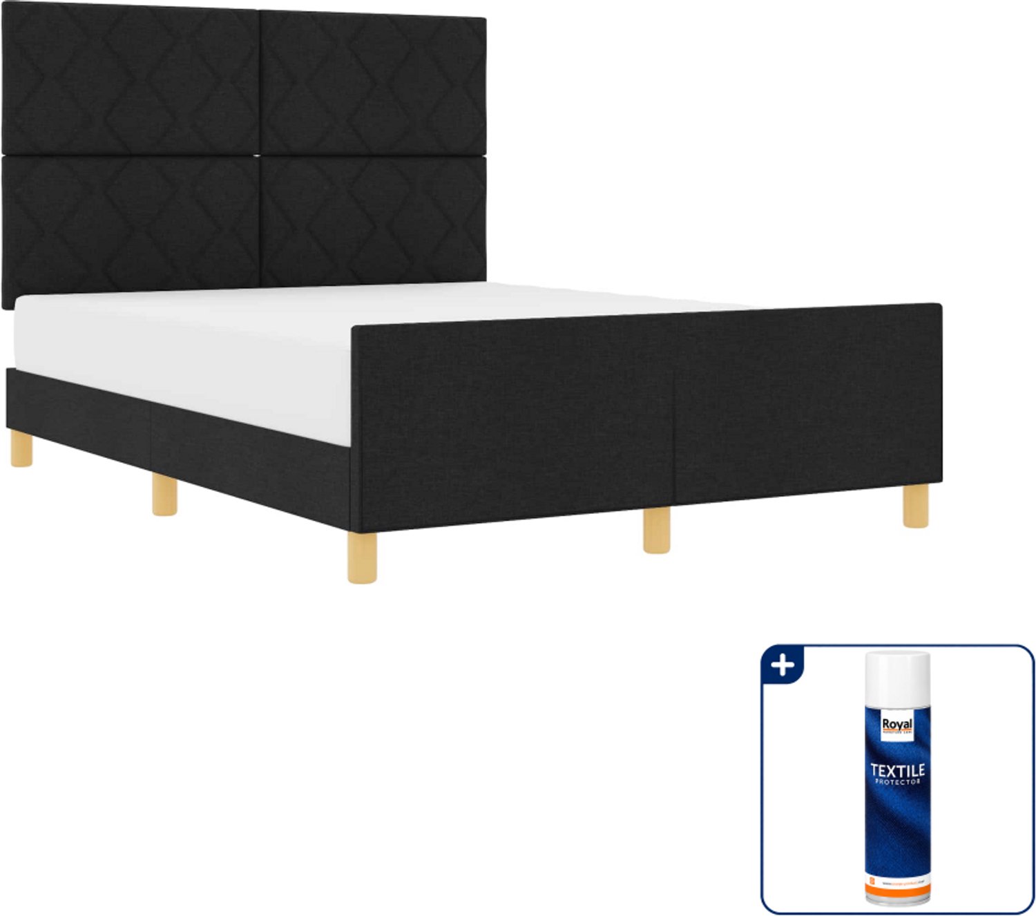 vidaXL bedframe Queensize - 160 x 200 cm - stof - zwart - Inclusief textielbeschermer 500 ml