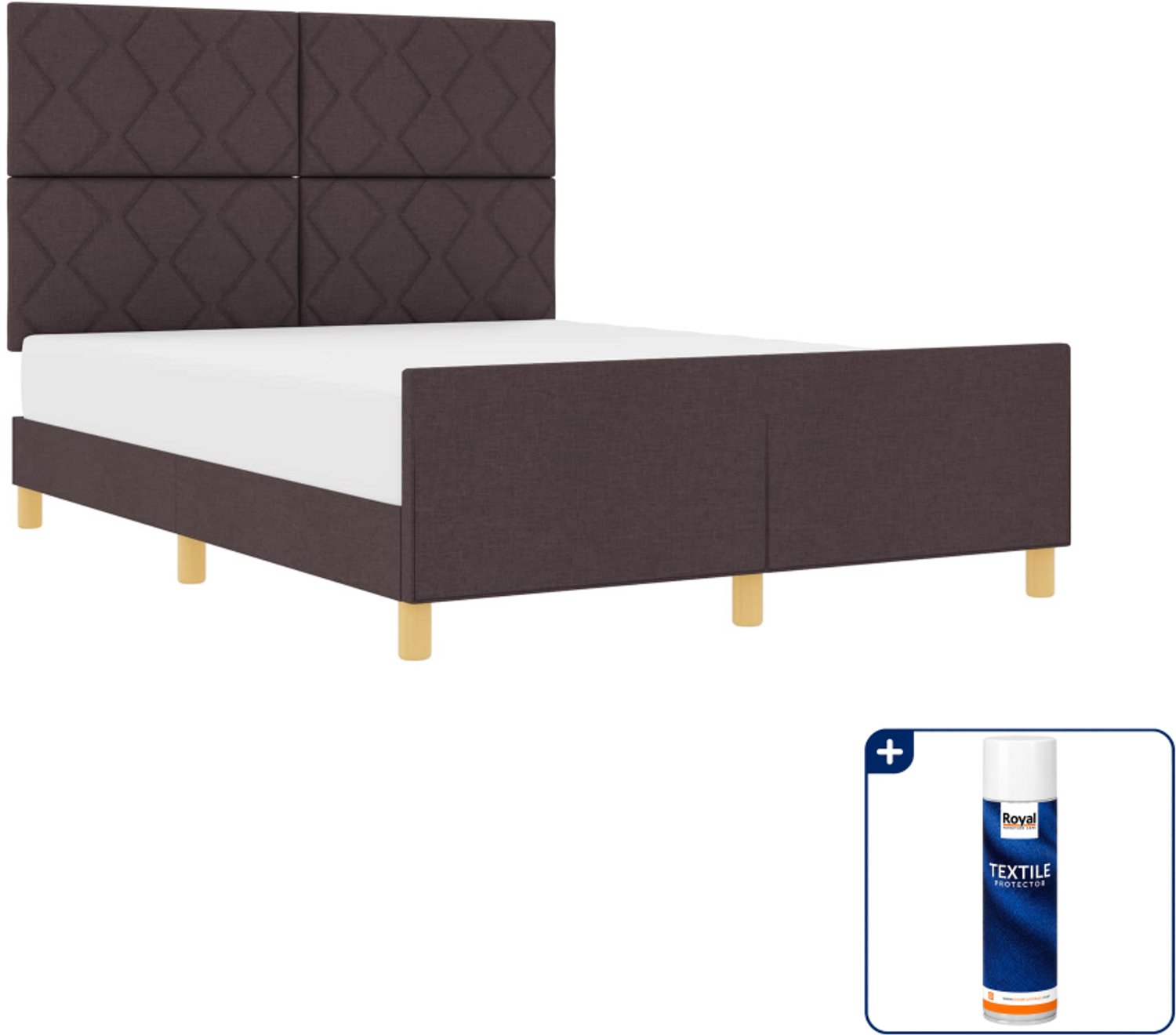 vidaXL bedframe - Queensize - 160 x 200 cm - stof - donkerbruin - Inclusief textielbeschermer 500 ml Taupe