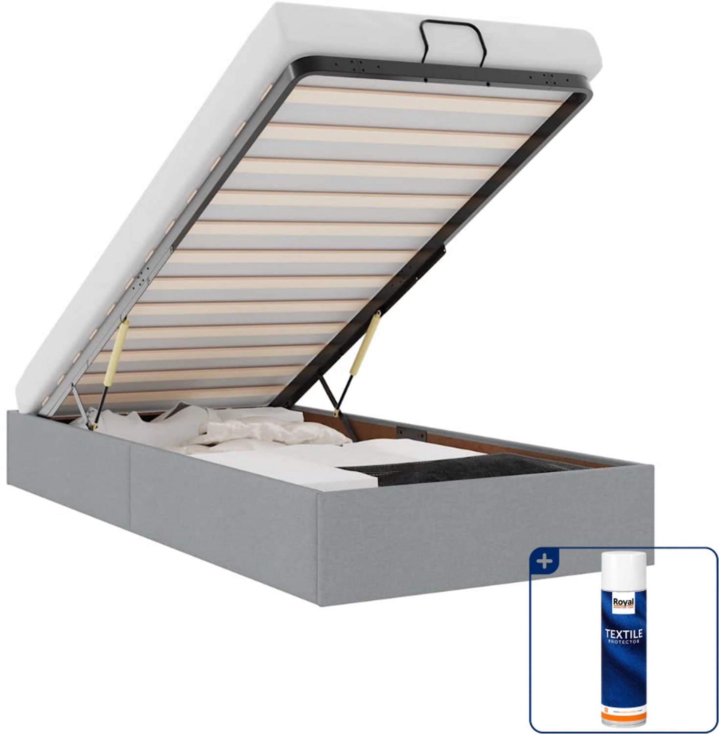 vidaXL bedframe - 100 x 200 cm - stof - lichtgrijs - Inclusief textielbeschermer 500 ml Bruin