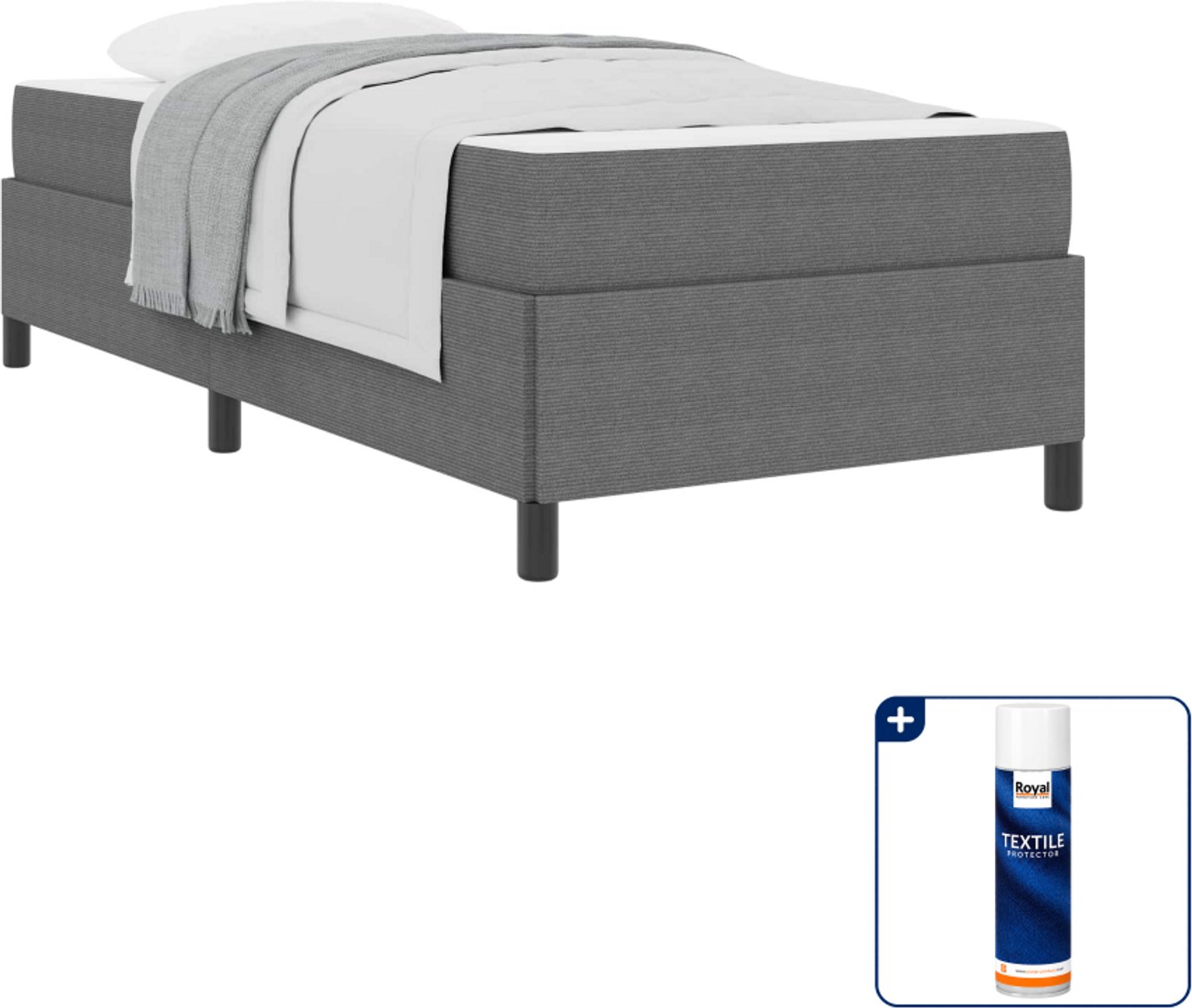 vidaXL bed met matras - 100 x 200 cm - stof - lichtgrijs - Inclusief textielbeschermer 500 ml Bruin