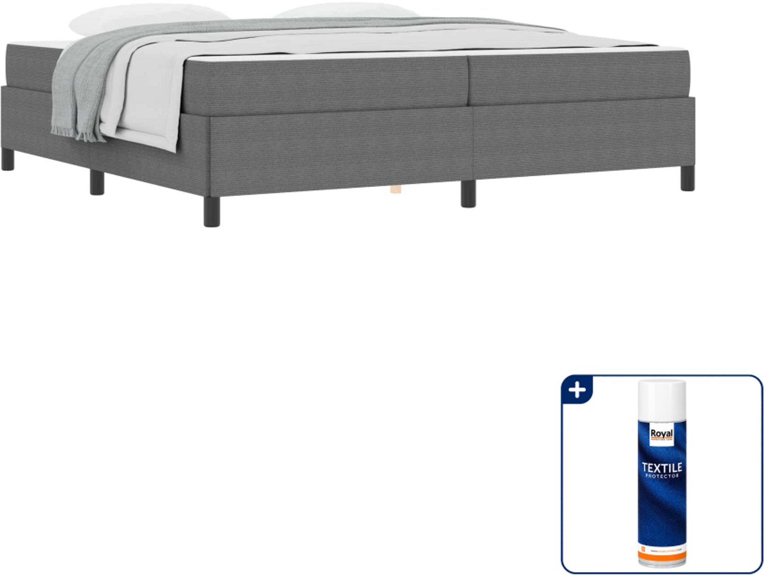 vidaXL Bed met matras - 200 x 200 cm - stof - lichtgrijs - Inclusief textielbeschermer 500 ml Wit