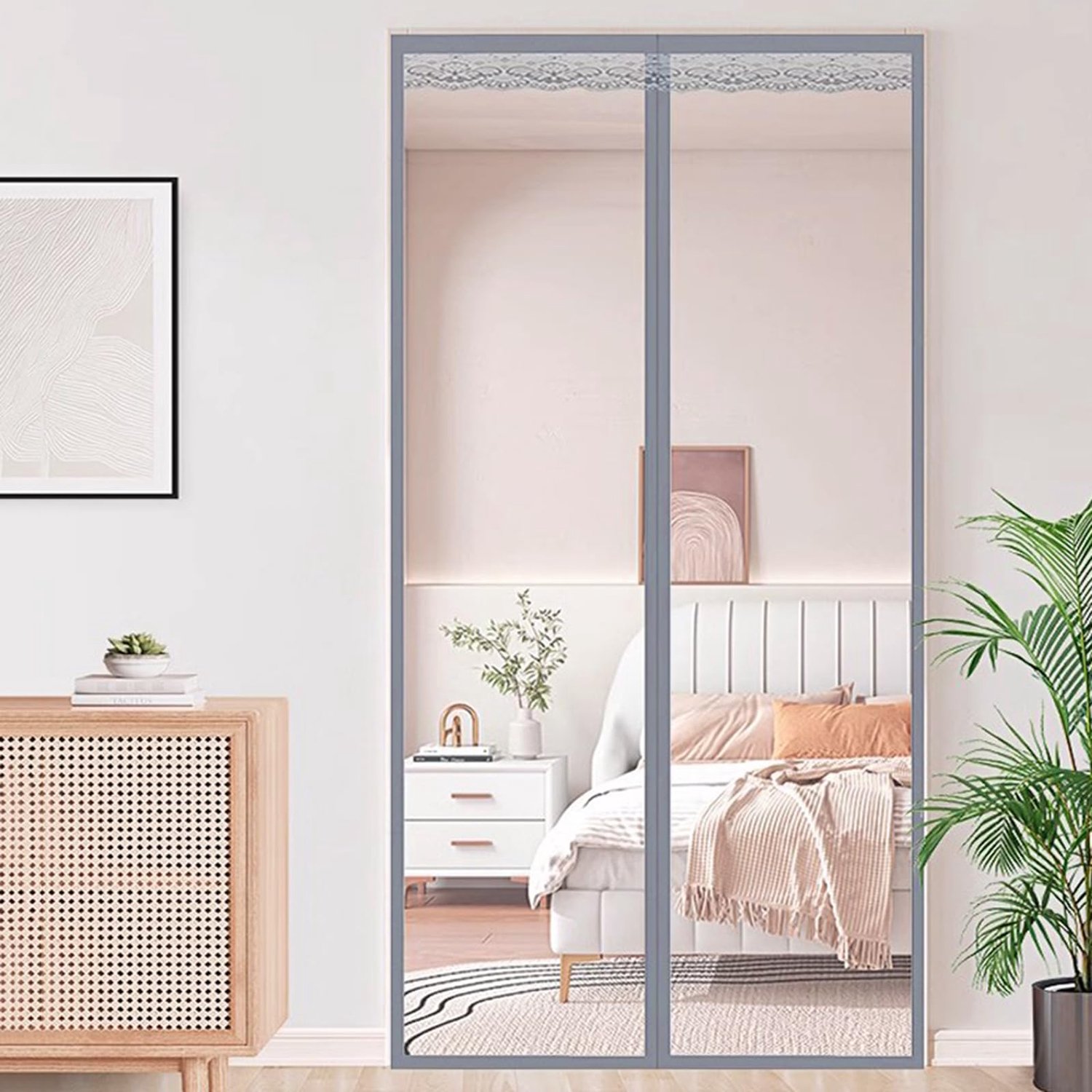 Famanu Magnetisch Thermisch Deurgordijn voor isolatie, EVA materiaal, 1 stuk, 200 cm breed en 240 cm hoog, ideaal voor terras en keuken, houdt stof en wind buiten Grijs