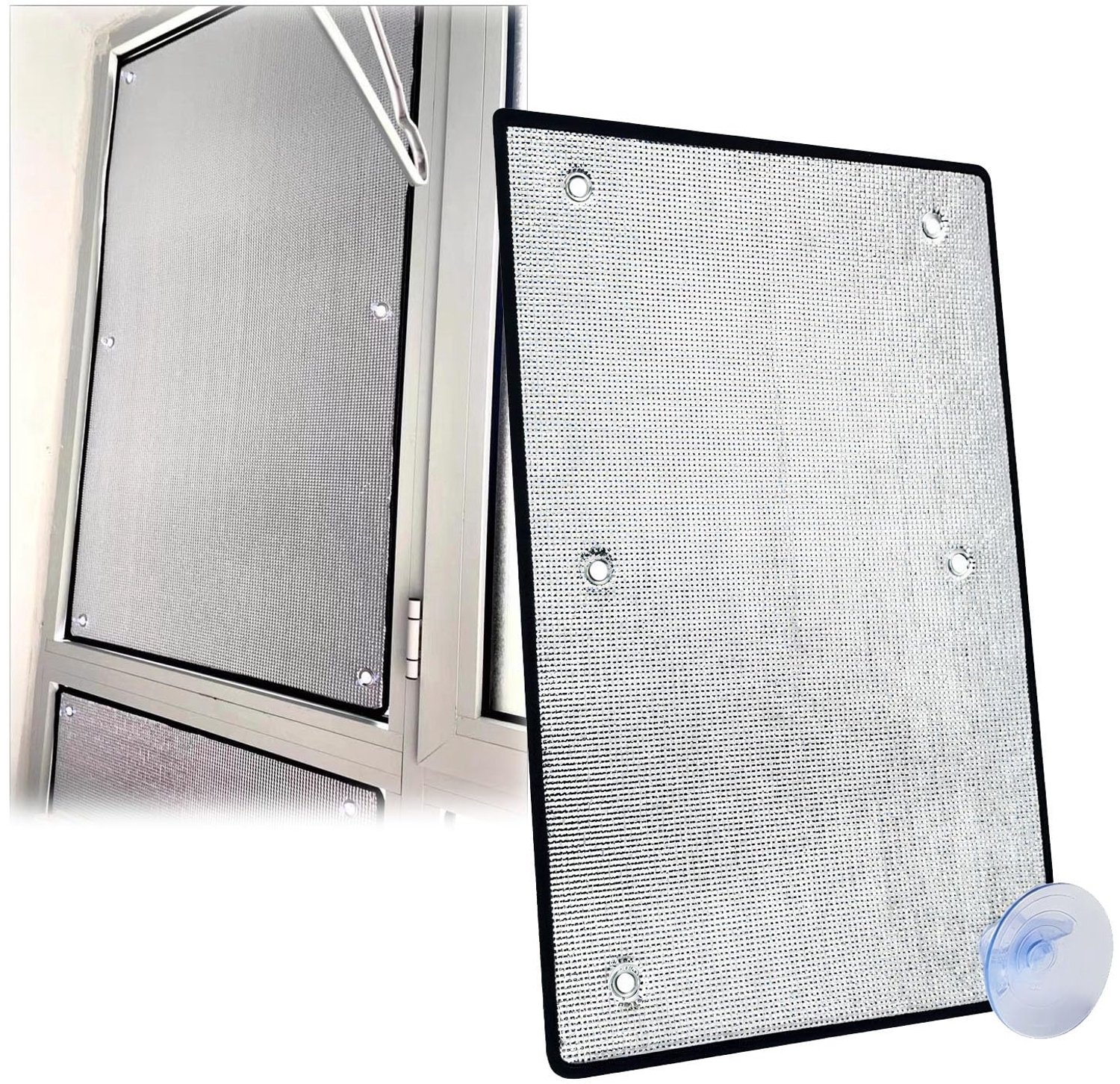 Famanu Raamfolie met zuignappen, reflecterende folie voor thermische isolatie, zonwering tegen hitte en inkijk, volledig verduisterend, 50x140 cm, ideaal voor het creëren van privacy en het verbeteren van energie-efficiëntie