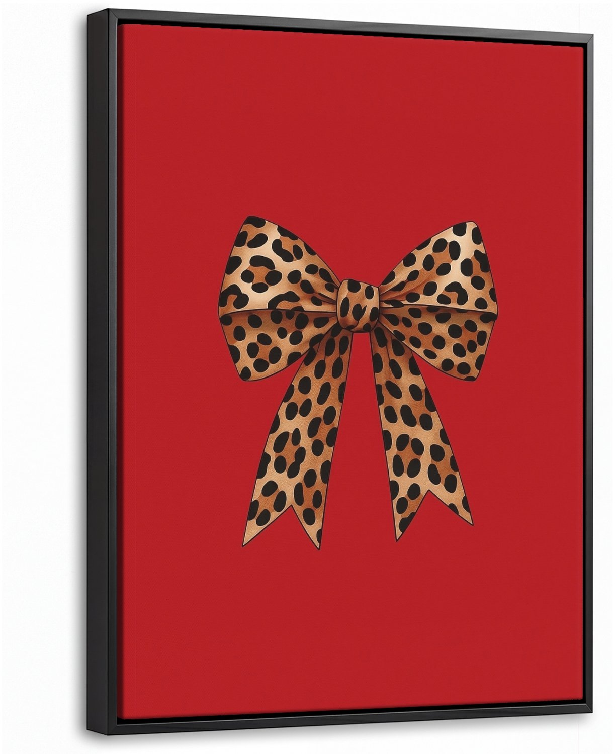 Canvas Schilderij met Baklijst 30x40cm - Strik - Sierlijk - Panter - Rood - Muurdecoratie woonkamer - Slaapkamer decoratie - Kamer accessoires - Schilderijen op canvas met lijst