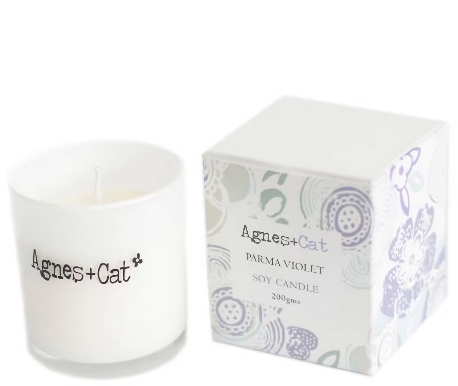 Agnes & Cat Luxe Geurkaars in Glas – Parma Violet – 100% Natuurlijke Soja Was Kaars met Zilveren Deksel & Cadeaudoos – Eco-Friendly Sfeerkaars wit