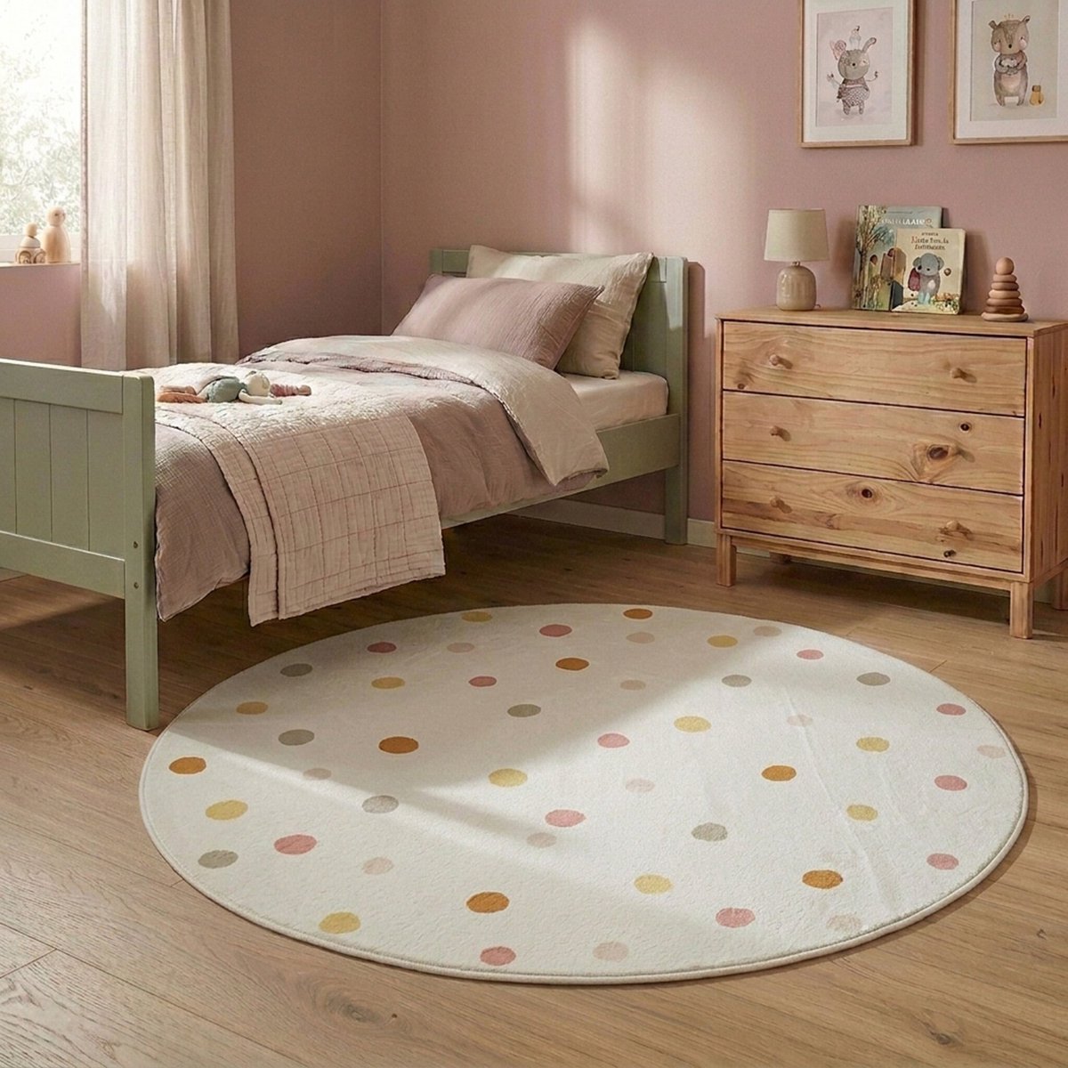 Little Olly Rond wasbaar kindervloerkleed - Evi Confetti Multicolor - Ø 100cm