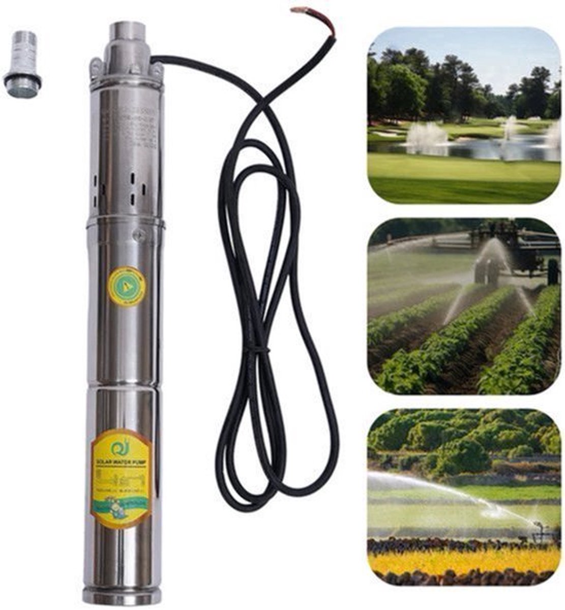 Zonne-energie Diepe Put Waterpomp - 24V - 370W - RVS - Dompelpomp voor Irrigatie - Landbouw & Watervoorziening - Farm Ranch Dompelpomp voor Diepe Putten - Zilver