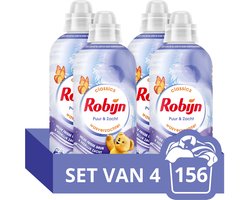 Robijn Wasverzachter - Puur & Zacht - 4 Stuks - 156 Wasbeurten - Voordeelverpakking