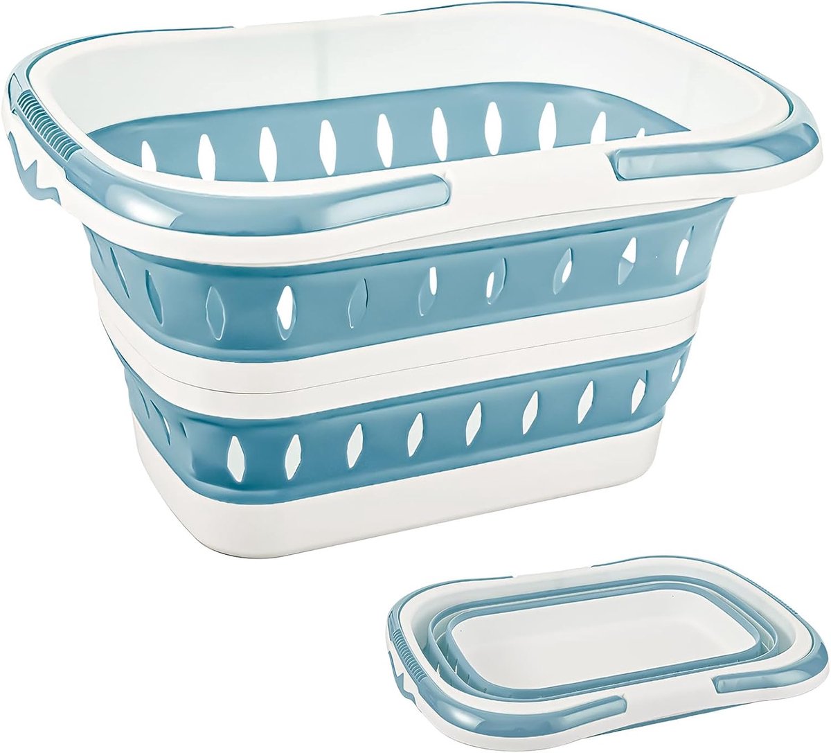 1 stuk - Sterke opvouwbare wasmand met duurzame kunststof handgrepen, lichtgewicht, perfect voor eenvoudige opslag, 29 x 20 x 16 cm - Blauw