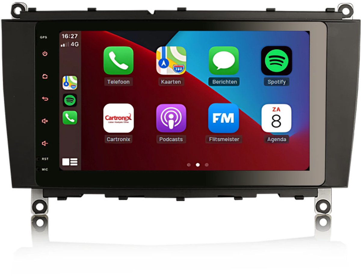 CarPlay autoradio geschikt voor Mercedes CLK | 2002 t/m 2009 | Cartronix CTX-118584 | 2002 2003 2004 2005 2006 2007 2008 2009 | 8 inch | Android 16 | Draadloos Apple CarPlay & Android Auto | 4GB + 64GB | Bluetooth & Wifi