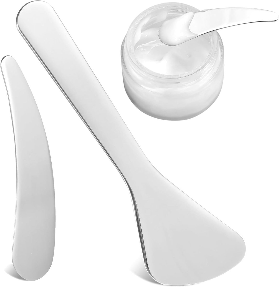 Set van 2 RVS Cosmetische Spatels voor Make-up, Perfect voor Crème, Masker en Lotion Applicatie