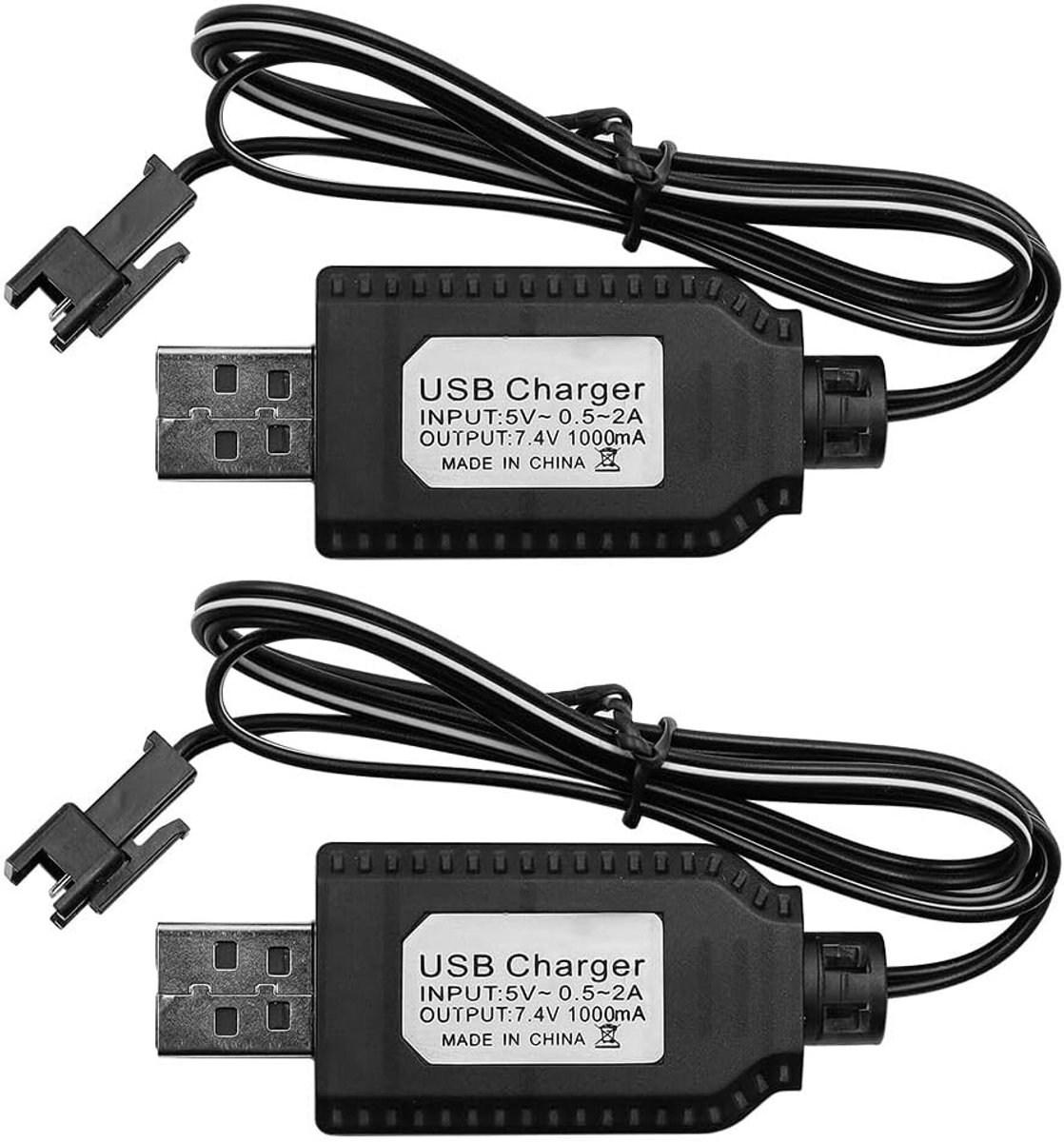 Oplaadstation voor RC-auto's en drones - 2 x 7.4V LiPo lader met SM-2P jack voor 1/10 schaalmodellen, SCX24 en quadcopters
