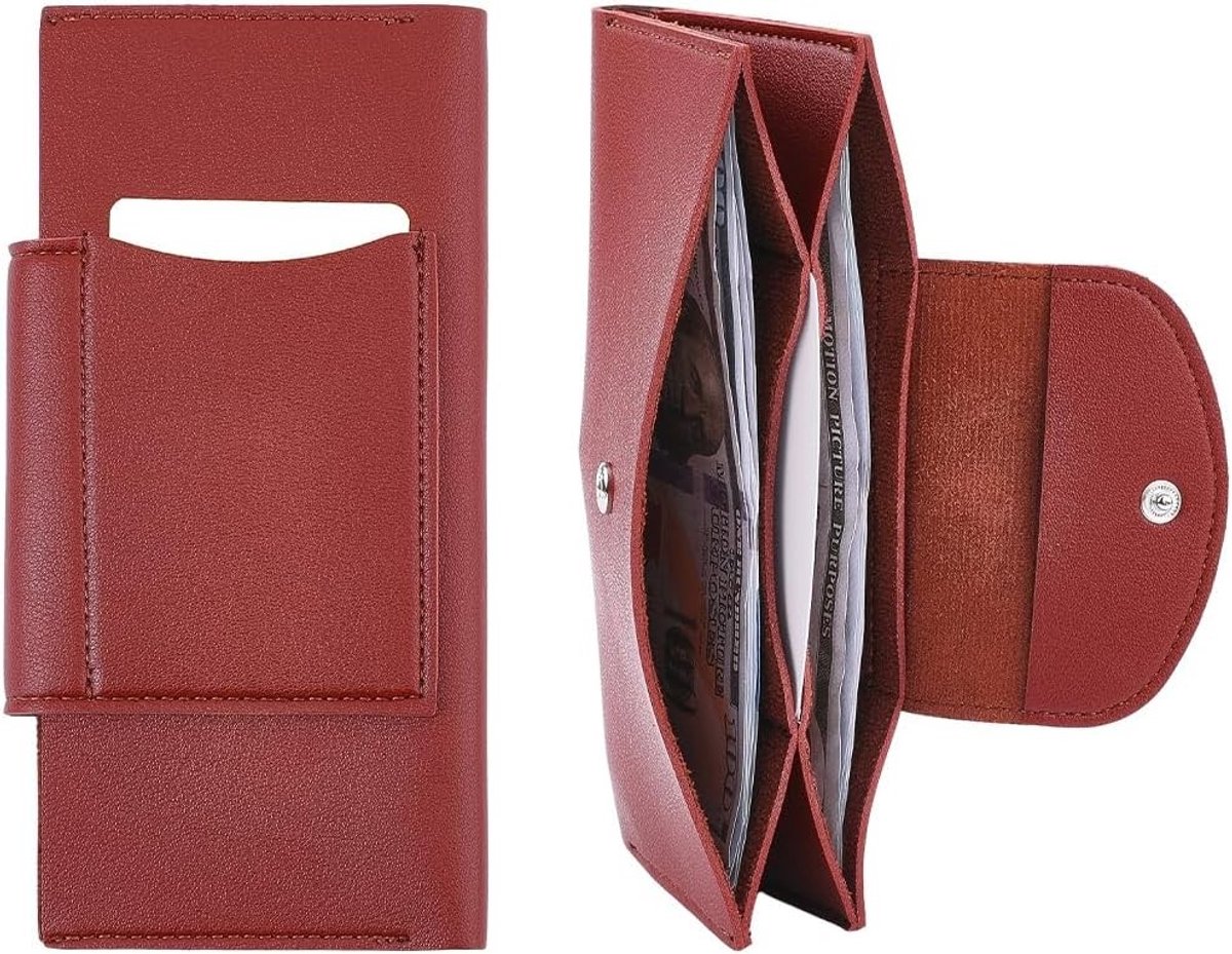 Bruine PU leren contantportefeuille met enveloppe, bifold ontwerp, herbruikbare budget organizer voor geld en kaarten